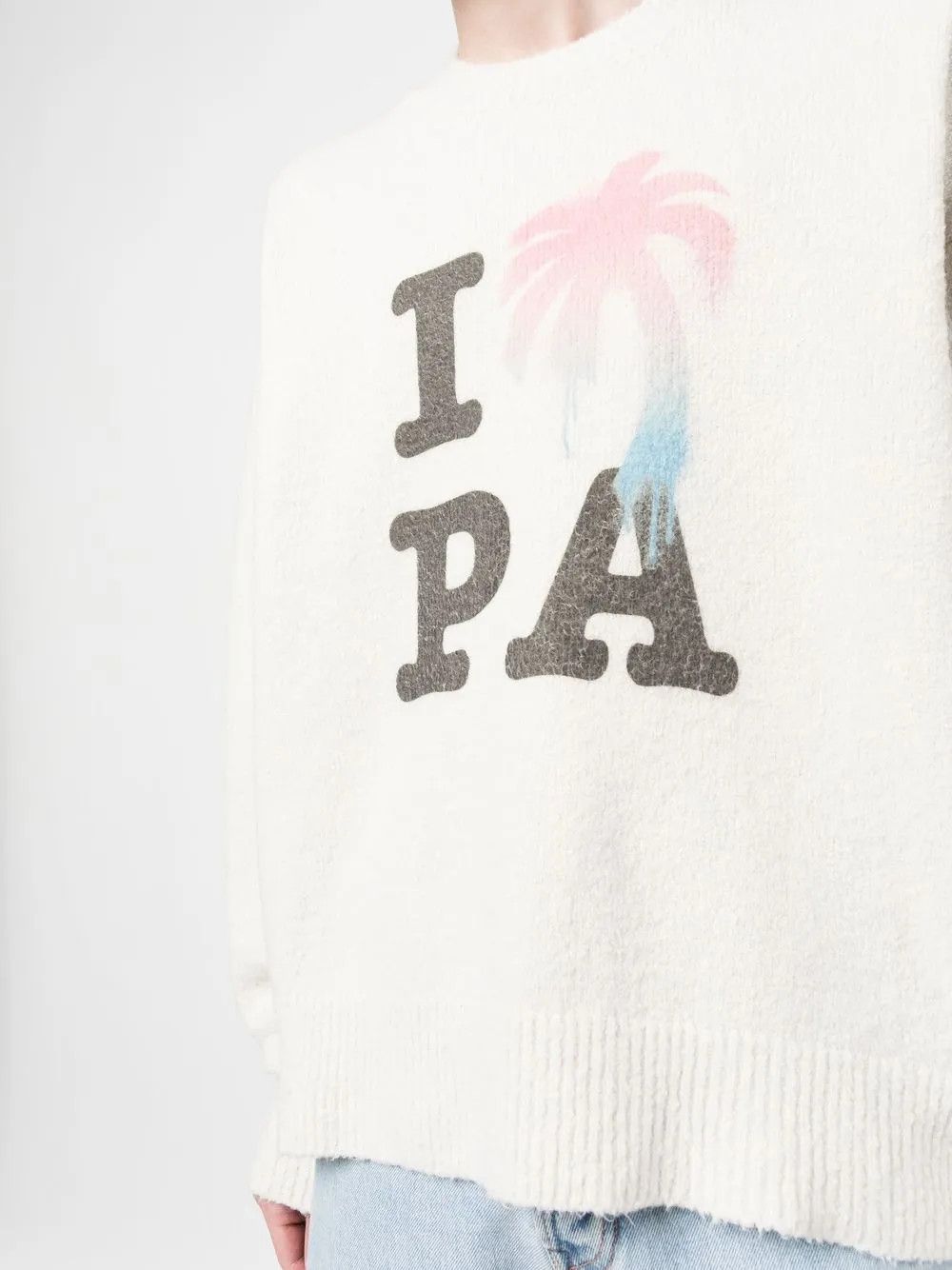 Palm Angels o1y0325 Logo Crewneck Sweater in White Size US L / EU 52-54 / 3 - 2 Thumbnail