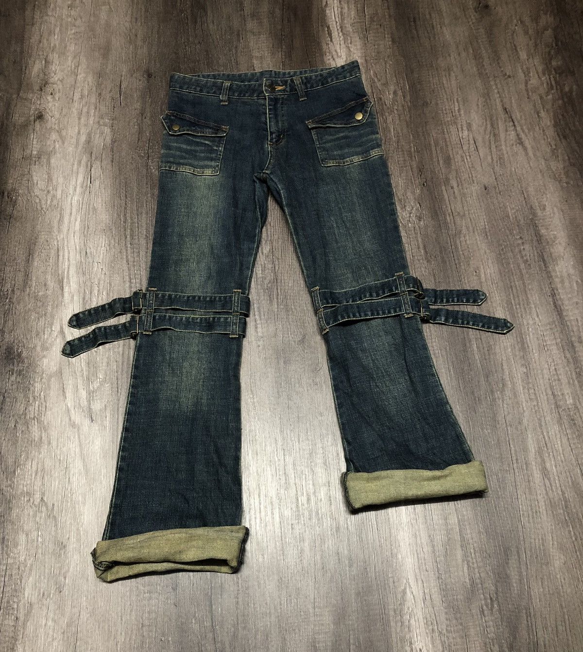 Japanese Brand Vintage Play Chess Flared Jeans Bondage Design Size US 28 / EU 44 - 10 Thumbnail