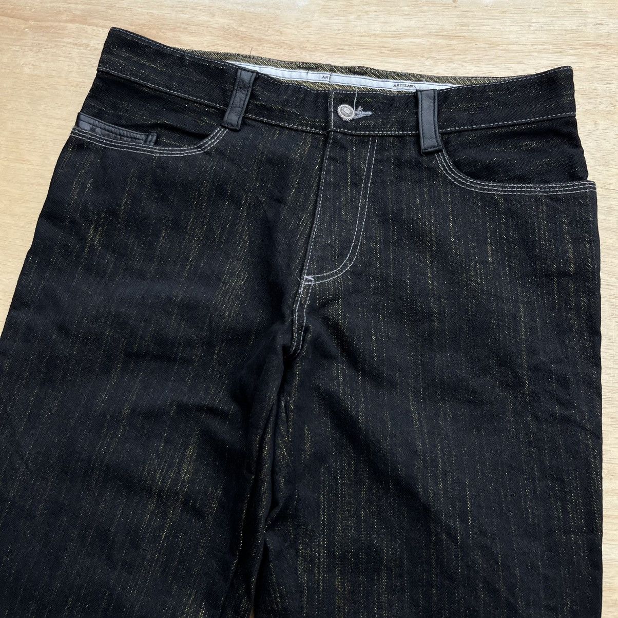 Studio D'Artisan ARTISAN DENIM BLACK GOLD LEATHER COIN POCKET JAPANESE BRAND Size US 31 - 2 Thumbnail
