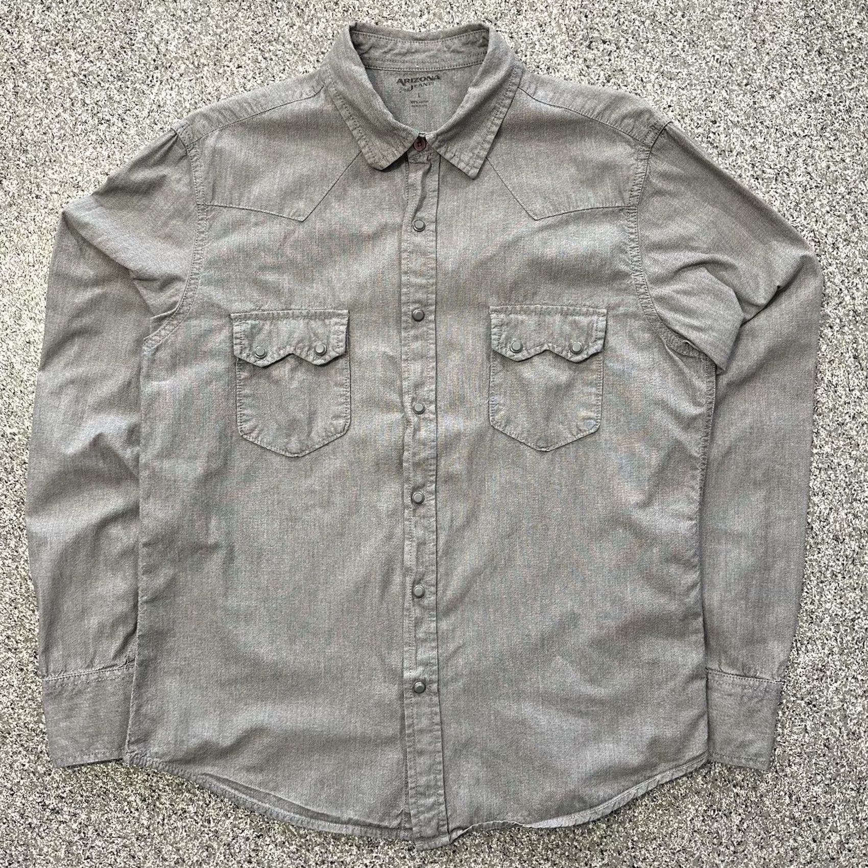 Vintage VINTAGE Arizona Jeans Western Snap Shirt Mens L Long Sleeve Collared Gray Size US L / EU 52-54 / 3 - 2 Thumbnail