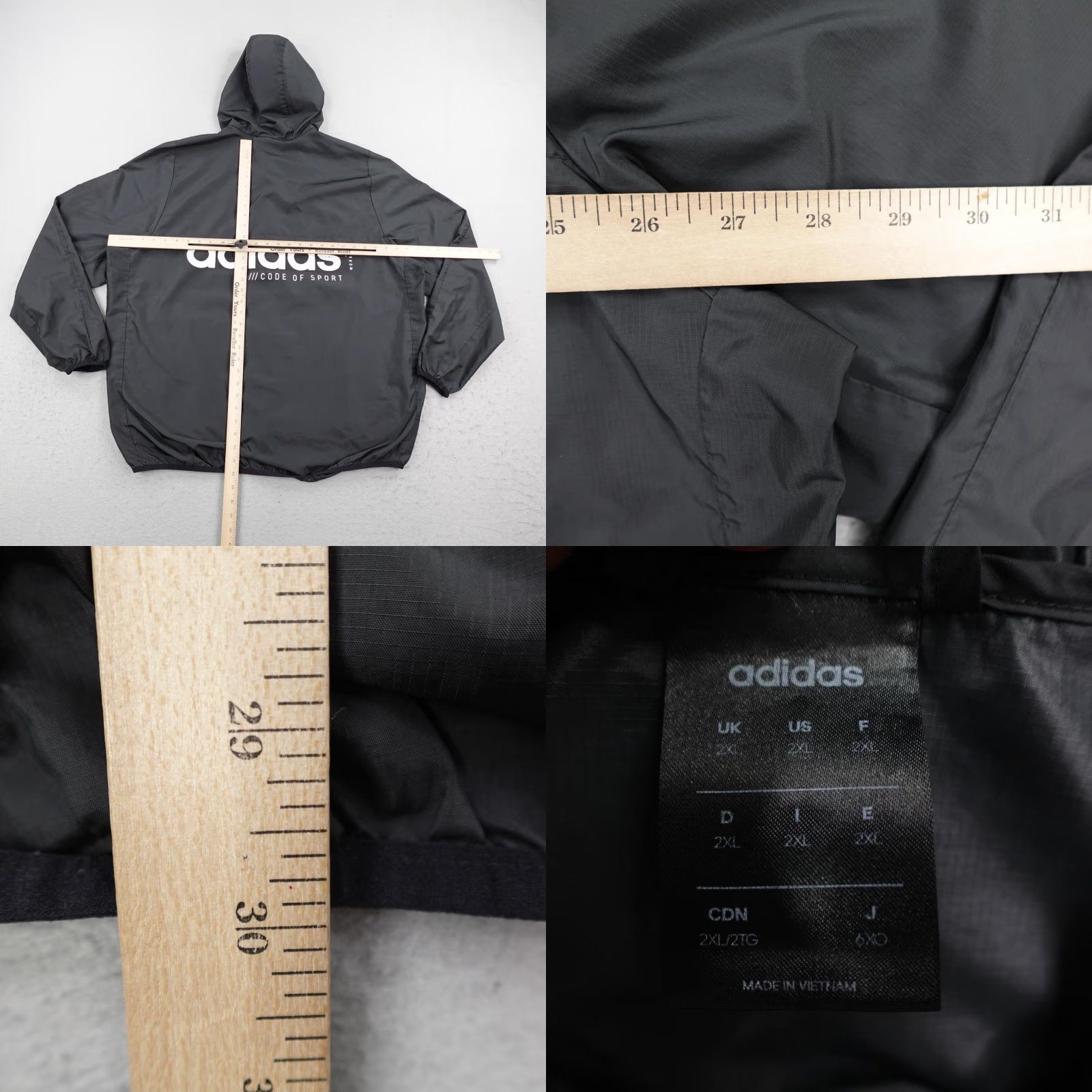 Adidas Adidas Jacket Mens 2XL Black Windbreaker Lightweight Track Coat Size US XXL / EU 58 / 5 - 8 Thumbnail