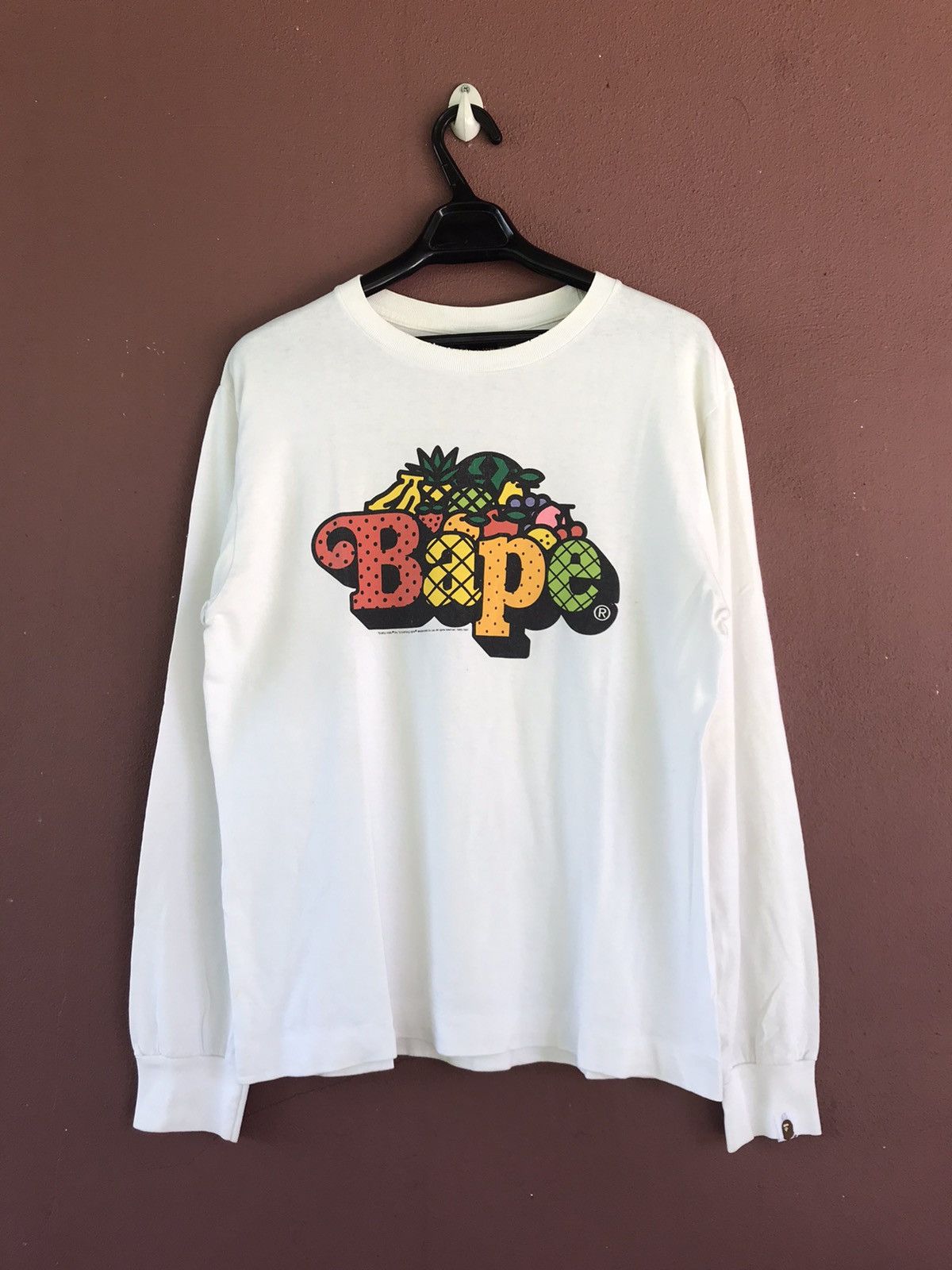 Bape 2008 OG Baby Milo BAPE Fruit Logo L/S Spellout Size US M / EU 48-50 / 2 - 1 Thumbnail