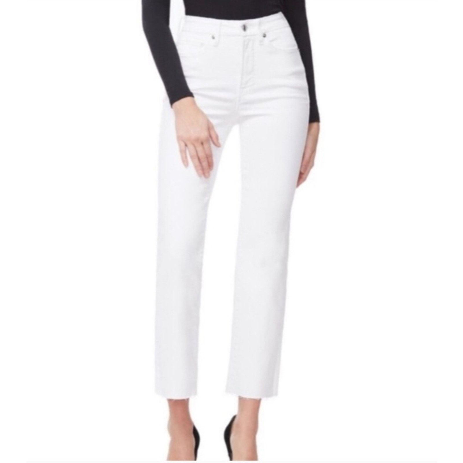 Good American Good American Good Curve Straight Jeans in White Wash 6/28 Size 28" / US 6 / IT 42 - 5 Thumbnail