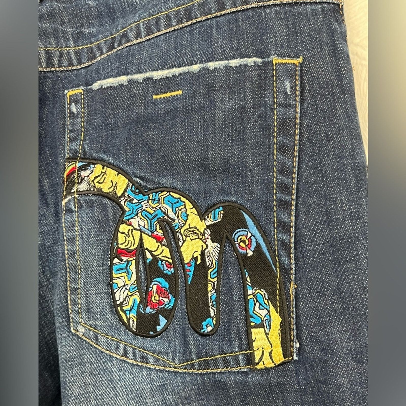Vintage VTG Y2K Meezan Art Couture 34x29.5 Blue Jeans Blue Wide-Leg Size US 34 / EU 50 - 6 Thumbnail