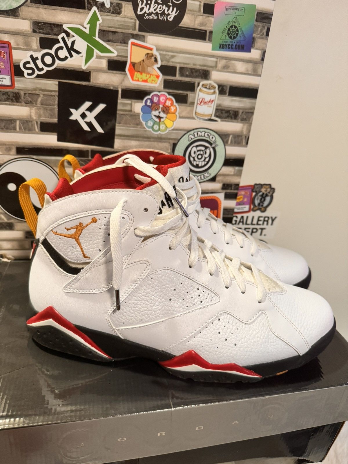 image of Jordan Nike Jordan 7 Cardinal OG Shoes in Red/White, Men's (Size 12)