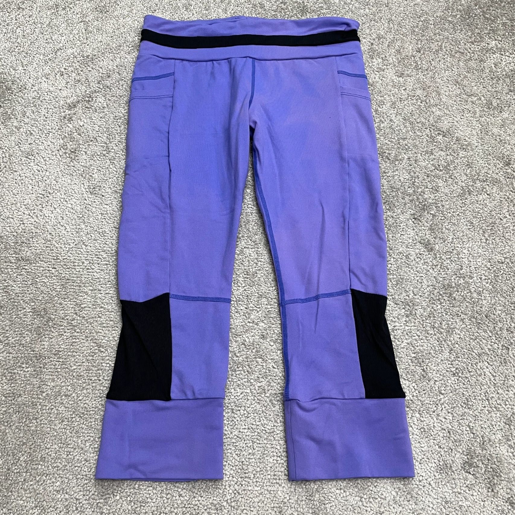 Vintage Tsu.Ya Cropped Leggings Womens Medium Purple Pocket Active Gym 26x19 Size 32" / US 10 / IT 46 - 2 Thumbnail