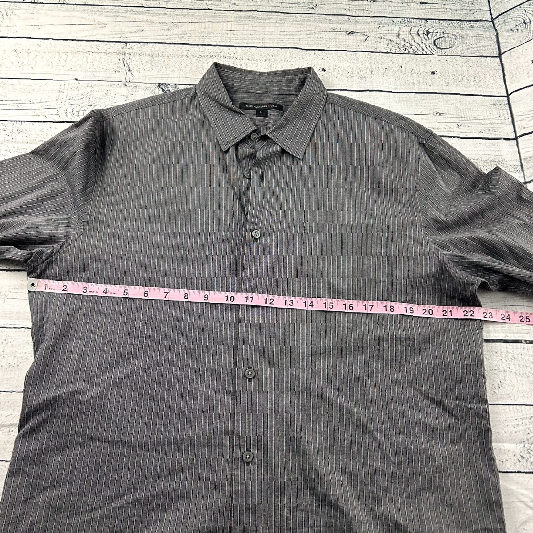 John Varvatos John Varvatos Striped Button-Up Shirt Mens L Gray Long Sleeve Size US L / EU 52-54 / 3 - 4 Thumbnail