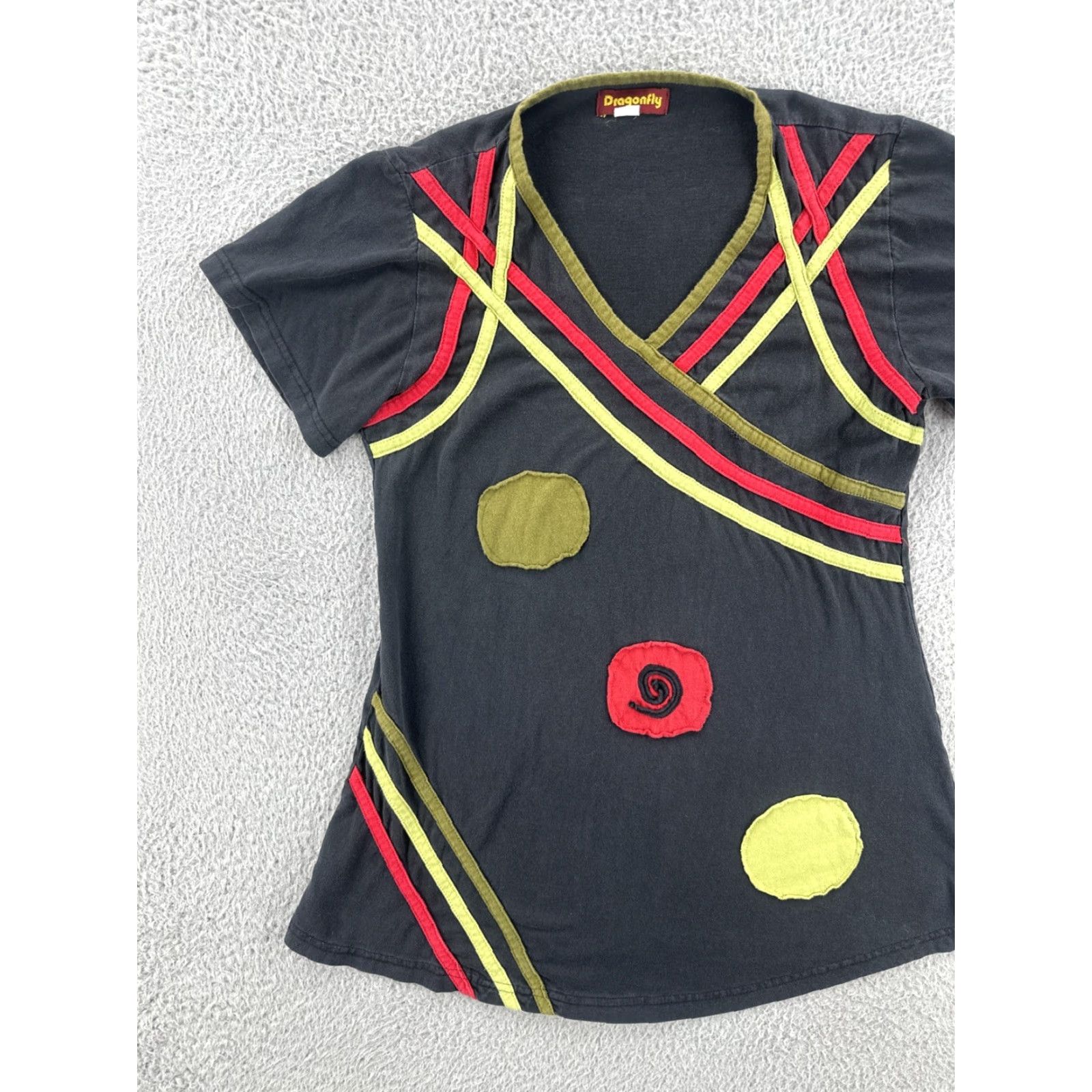 Vintage VINTAGE Dragonfly Women’s T-Shirt Black Embroidered Short Sleeve L Size L / US 10 / IT 46 - 3 Thumbnail