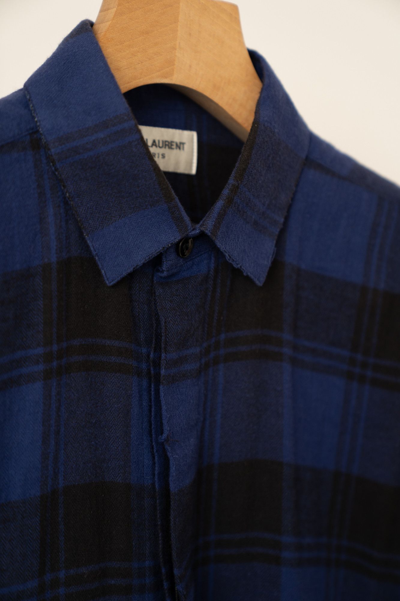 Saint Laurent Paris [NWT] SAINT LAURENT BLACK NAVY CHECK SHIRTS Size US S / EU 44-46 / 1 - 5 Thumbnail