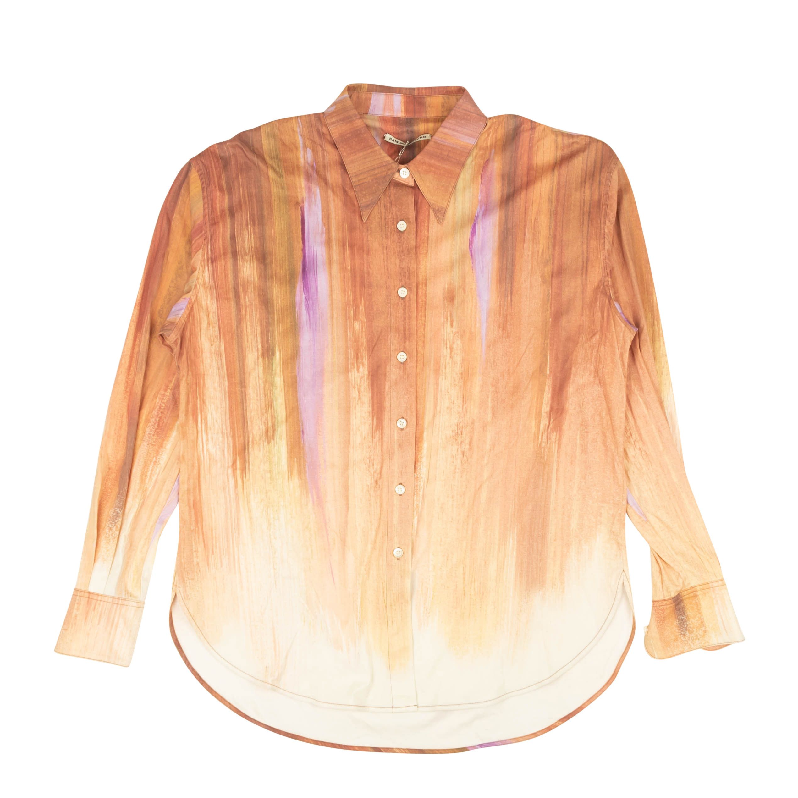 image of Samuel Gui Yang Orange Multi Brush Oversize Point Shirt Size 6/42, Women's