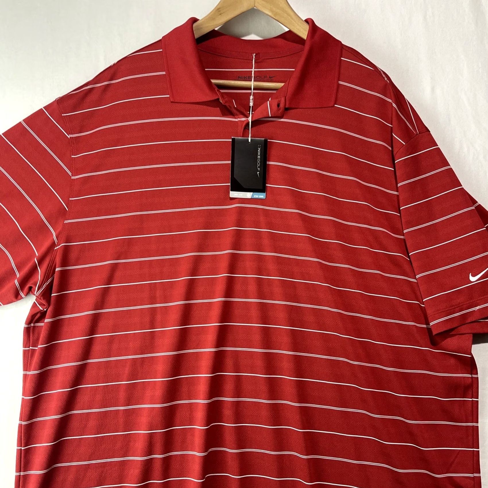 Nike Nike Polo Shirt Mens 2XL Striped Red Short Sleeve Polo Golf Tennis Button Up Size US XXL / EU 58 / 5 - 2 Thumbnail