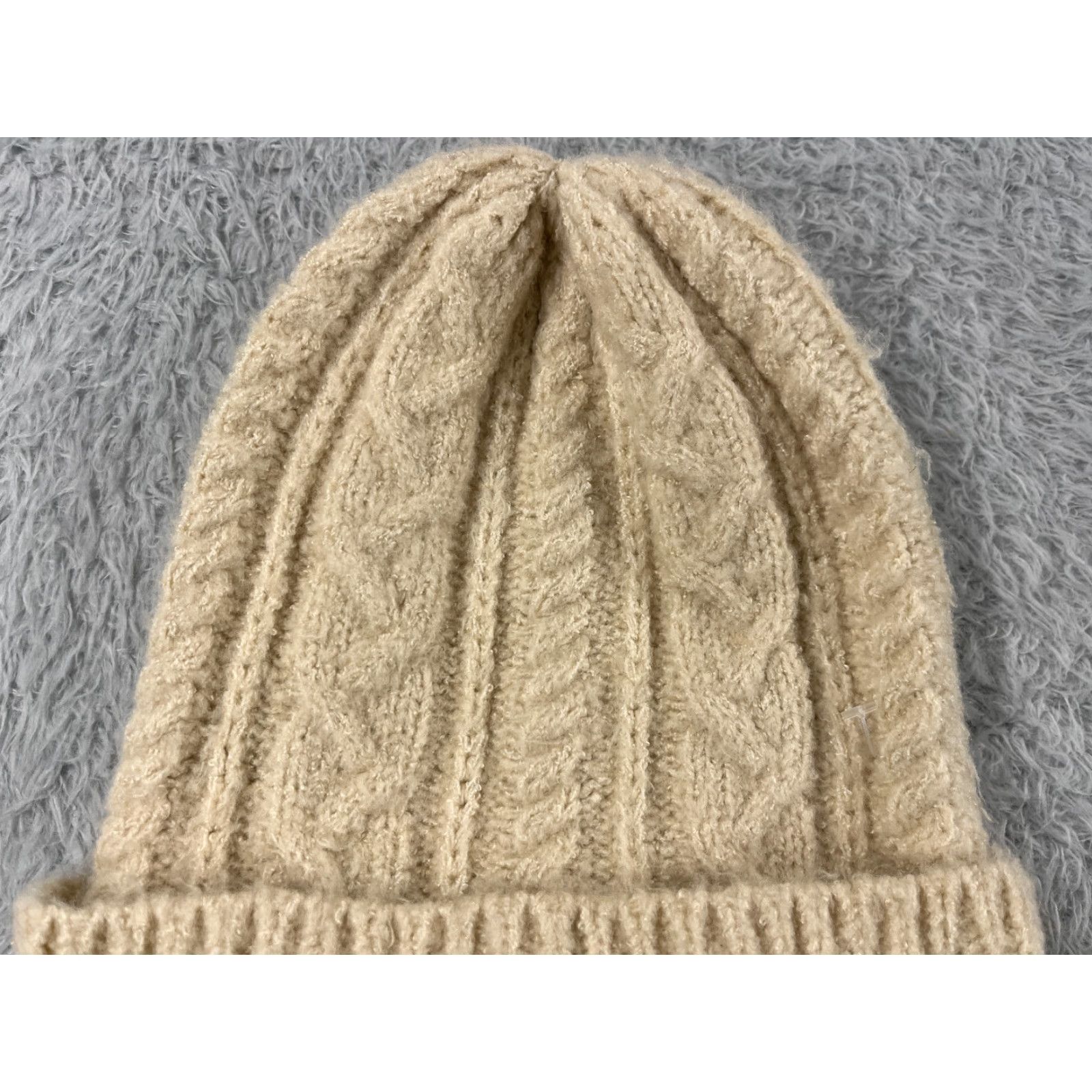 Vintage Target Beanie Womens One Size Ivory Cable Knit Acrylic Polyester Blend Ski Hat Size ONE SIZE - 2 Thumbnail