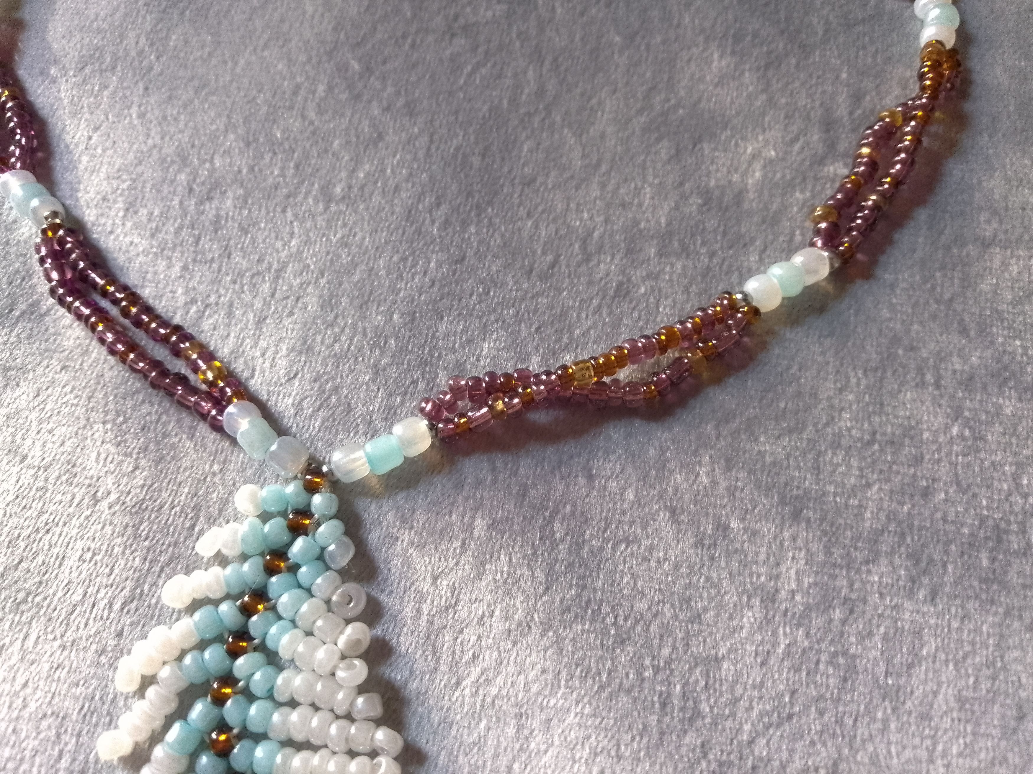 Handmade Necklace Ethnic Native Americans Pendant Beaded Feather Size ONE SIZE - 2 Thumbnail