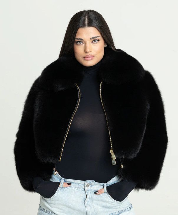 Other Women’s Midnight Short Black Fox Fur Jacket Size L / US 10 / IT 46 - 1 Thumbnail