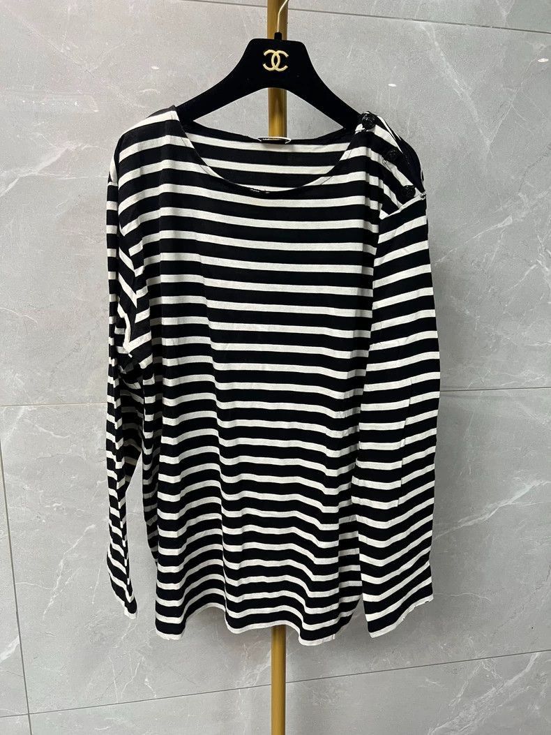 Saint Laurent Paris Striped round neck long sleeved shirt-2