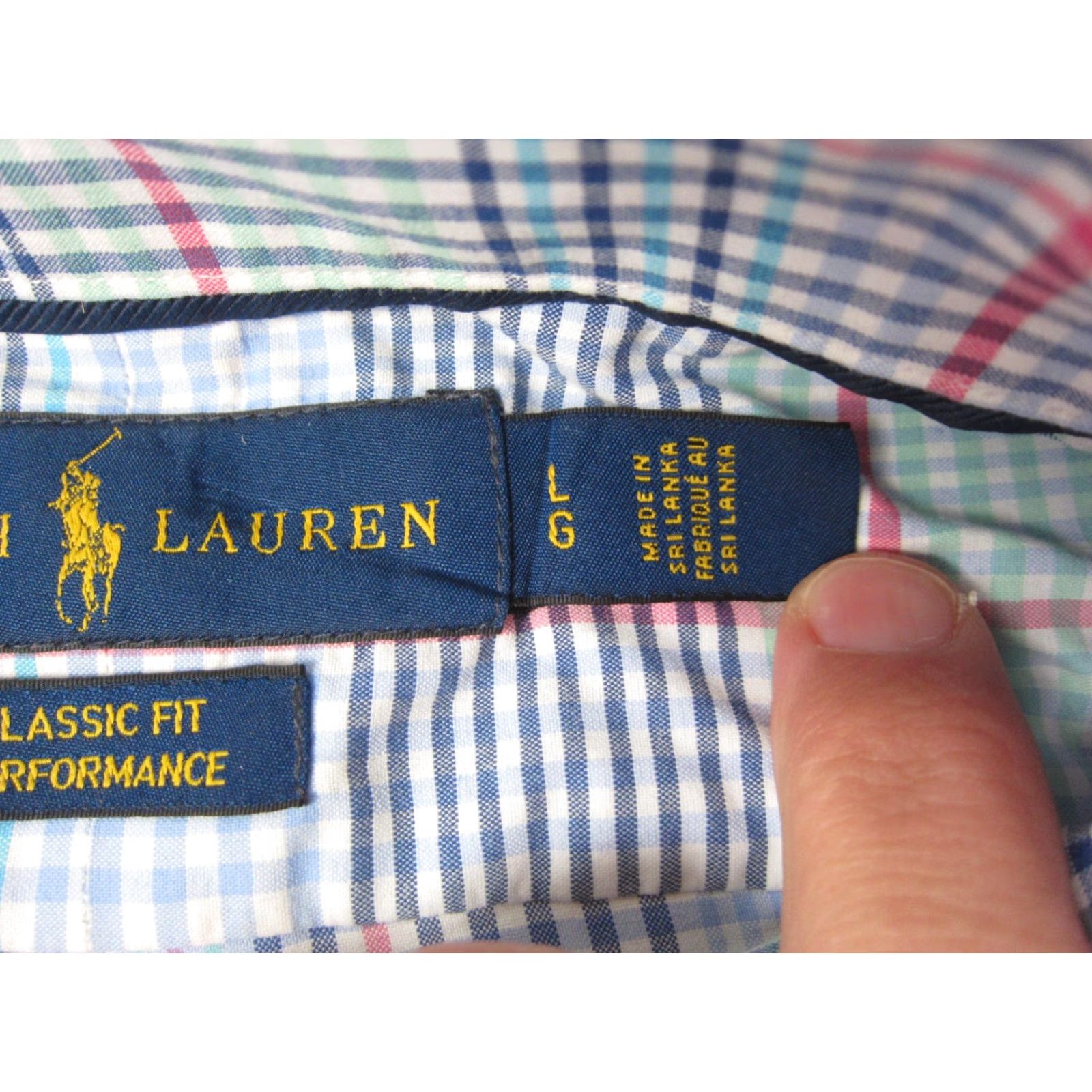 Ralph Lauren Ralph Lauren Shirt Mens Large Blue Green Pink Pony Check Poly Nylon Performance Shirt Button-Up Collared Classic Logo Size US L / EU 52-54 / 3 - 5 Thumbnail