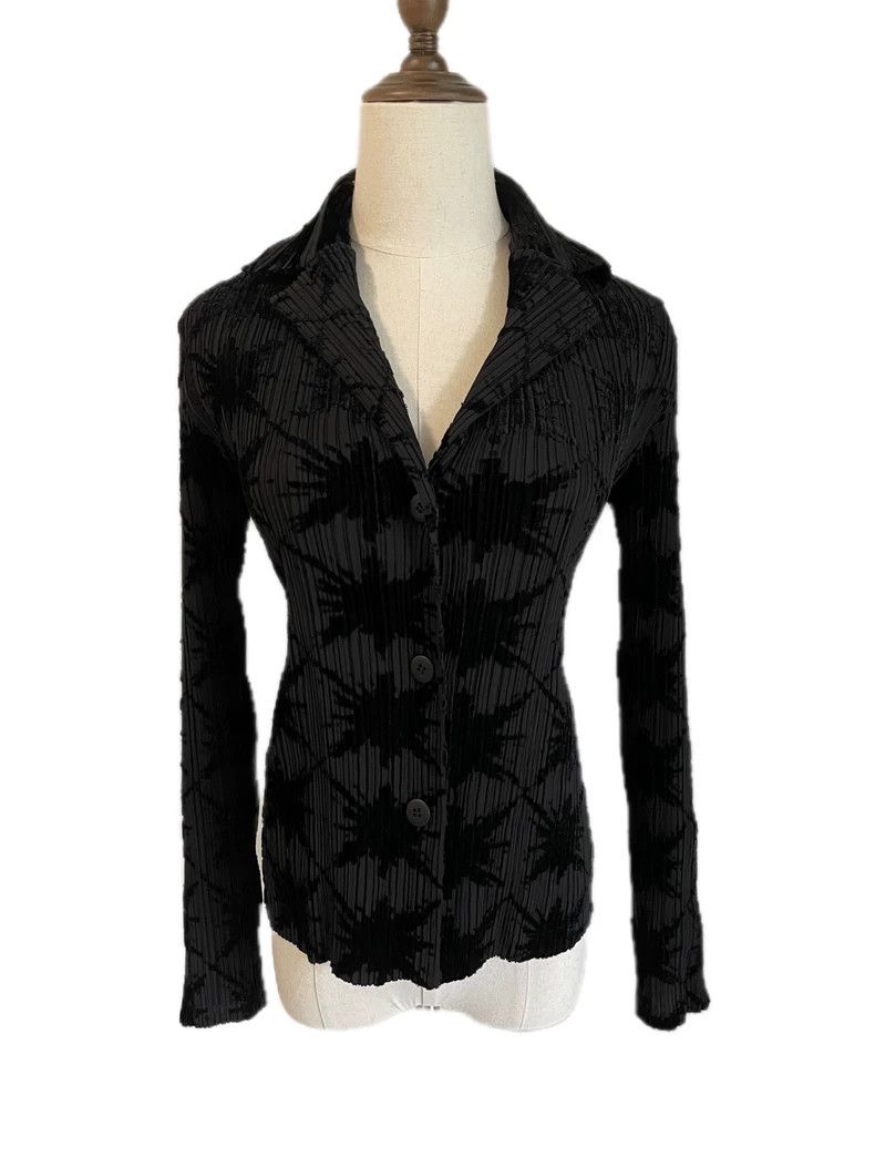 Issey Miyake Issey Miyake size:2 Black snowflake velvet pleated cardiga Size S / US 4 / IT 40 - 3 Thumbnail