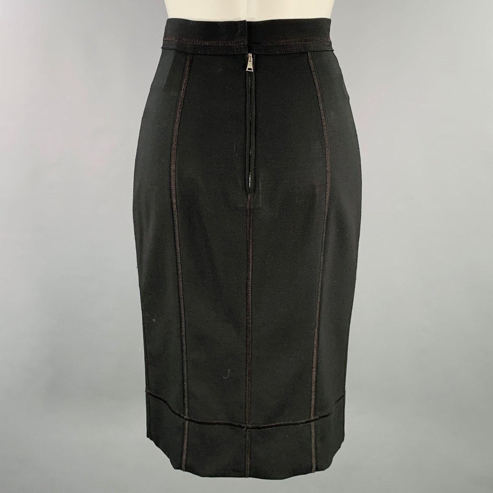 Dolce & Gabbana Size 4 Black Virgin Wool Blend Reverse Seams Skirt Size 27" / US 4 / IT 40 - 3 Thumbnail