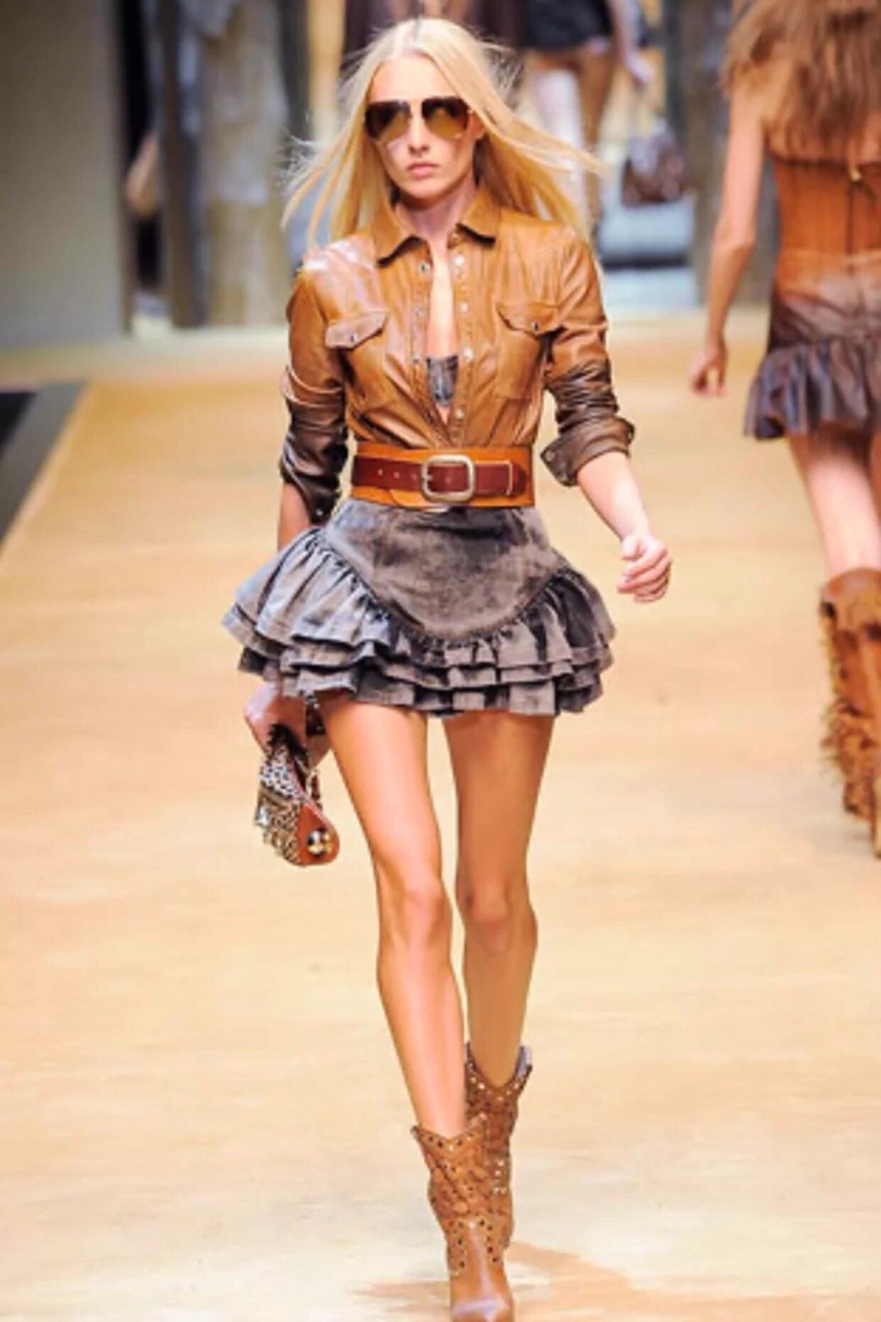Dolce & Gabbana DG Runway Brown Leather Belt Size ONE SIZE - 9 Thumbnail