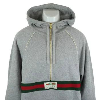 Gucci o1s1wg111025 Cotton Jersey Sweatshirt With Web in Grey Size US XL / EU 56 / 4 - 4 Thumbnail