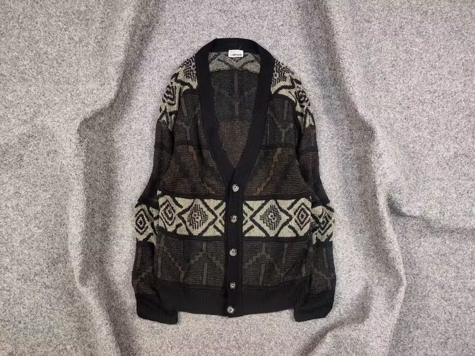 Japanese Brand Vintage 90's Japanese Style Knit Art Dark Pattern Cardigan Size US M / EU 48-50 / 2 - 1 Thumbnail