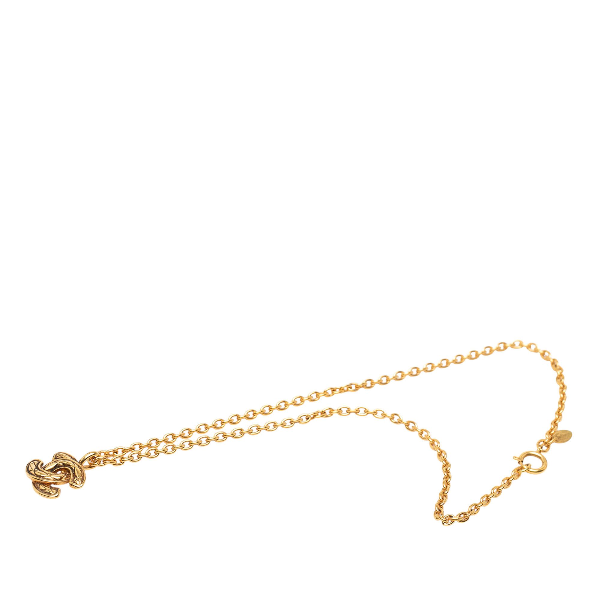 Chanel Chanel Gold Plated Quilted CC Pendant Necklace Size ONE SIZE - 1 Thumbnail