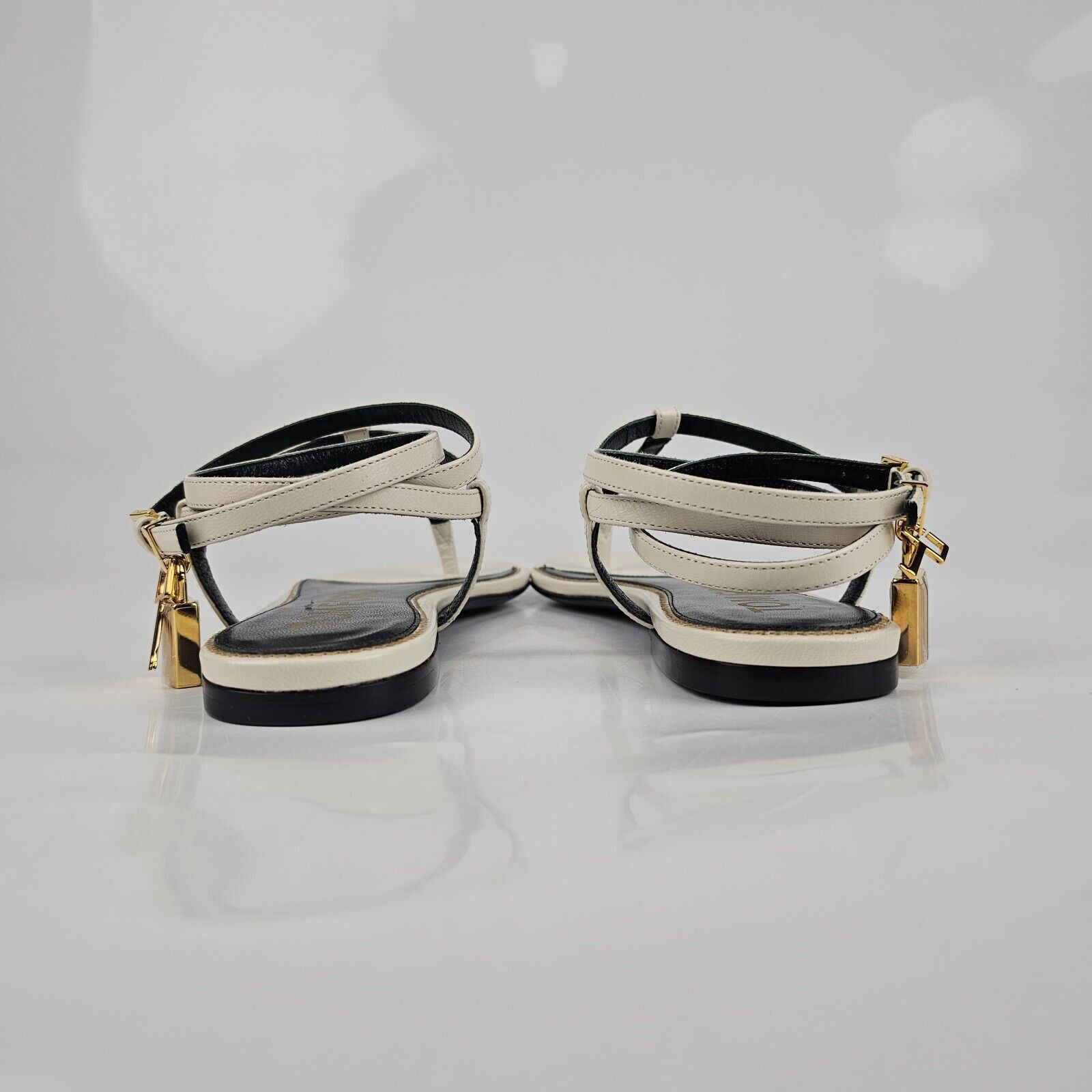 Tom Ford Tom Ford Padlock White Leather Sandals New Size US 7 / IT 37 - 5 Thumbnail