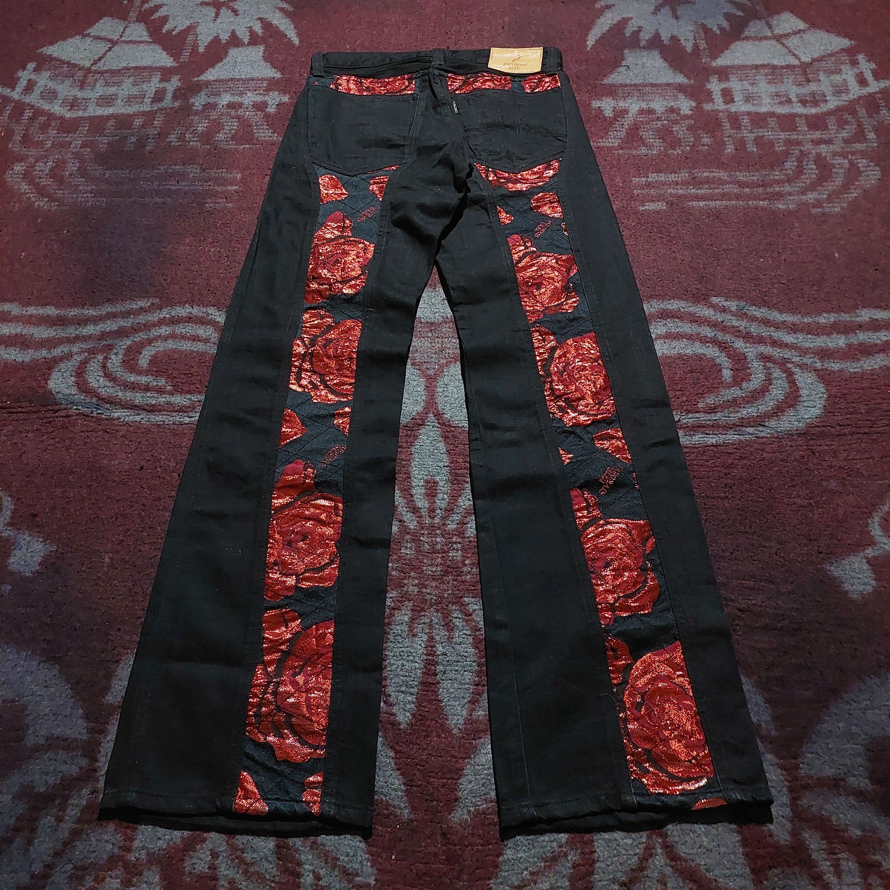 Tornado Mart Japanois Bleu red rose embroidered black denim Size US 30 / EU 46 - 11 Thumbnail