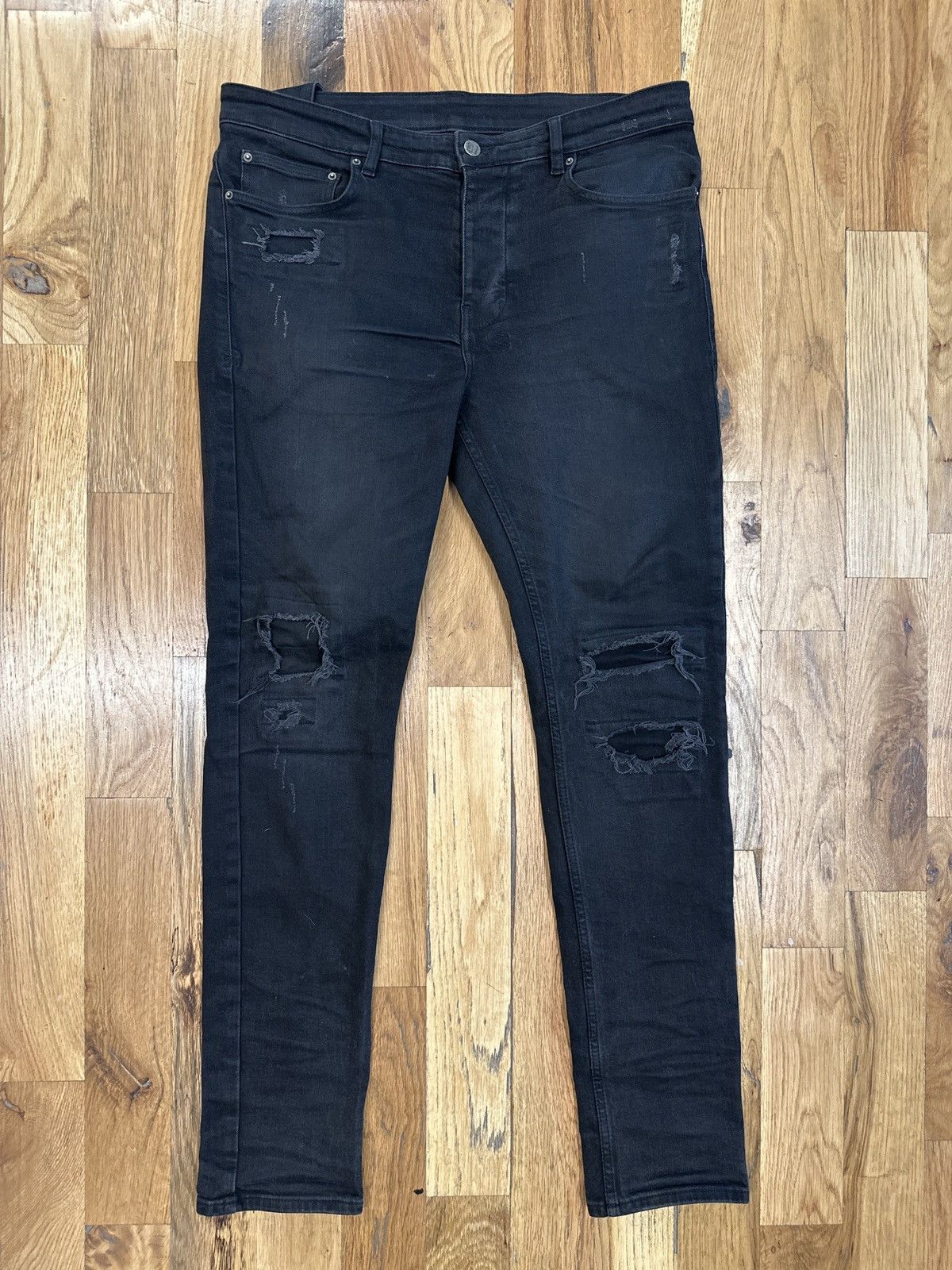 image of Ksubi Knee Patch Black Denim Jeans Size 34, Men's