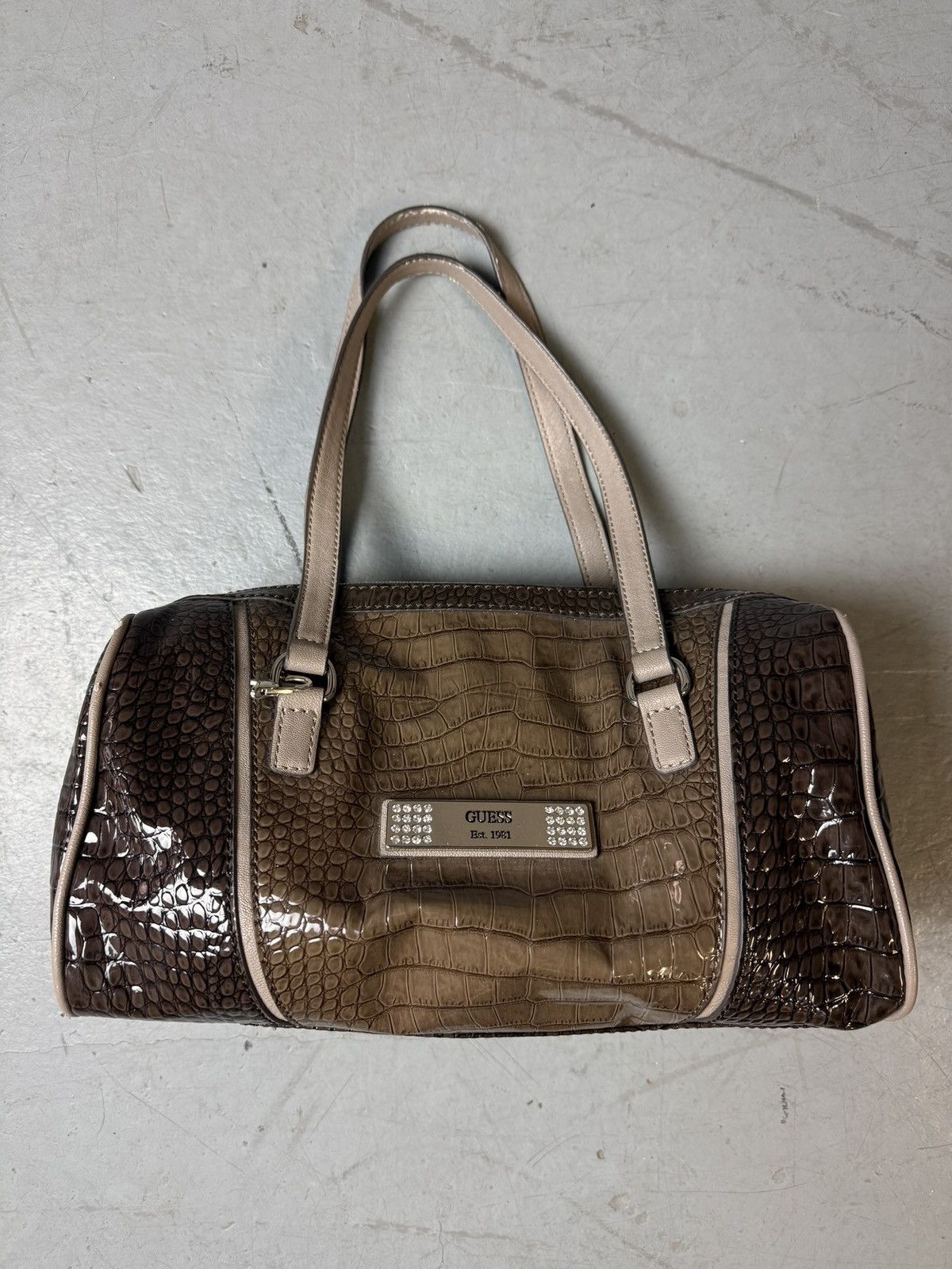 Guess Vintage Guess Brown Crocodile Optic Handbag Size ONE SIZE - 1 Thumbnail