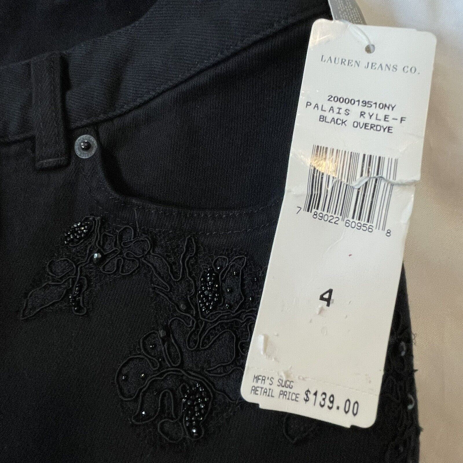 Ralph Lauren Ralph Lauren Women Size 4 Black on Black Beaded Lace Stretch Size 27" / US 4 / IT 40 - 13 Thumbnail