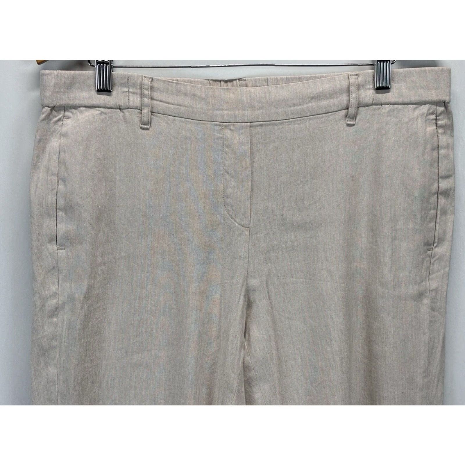 J. Jill J. Jill Women's Large Linen Ankle Pants Beige Size 36" / US 14 / IT 50 - 2 Thumbnail