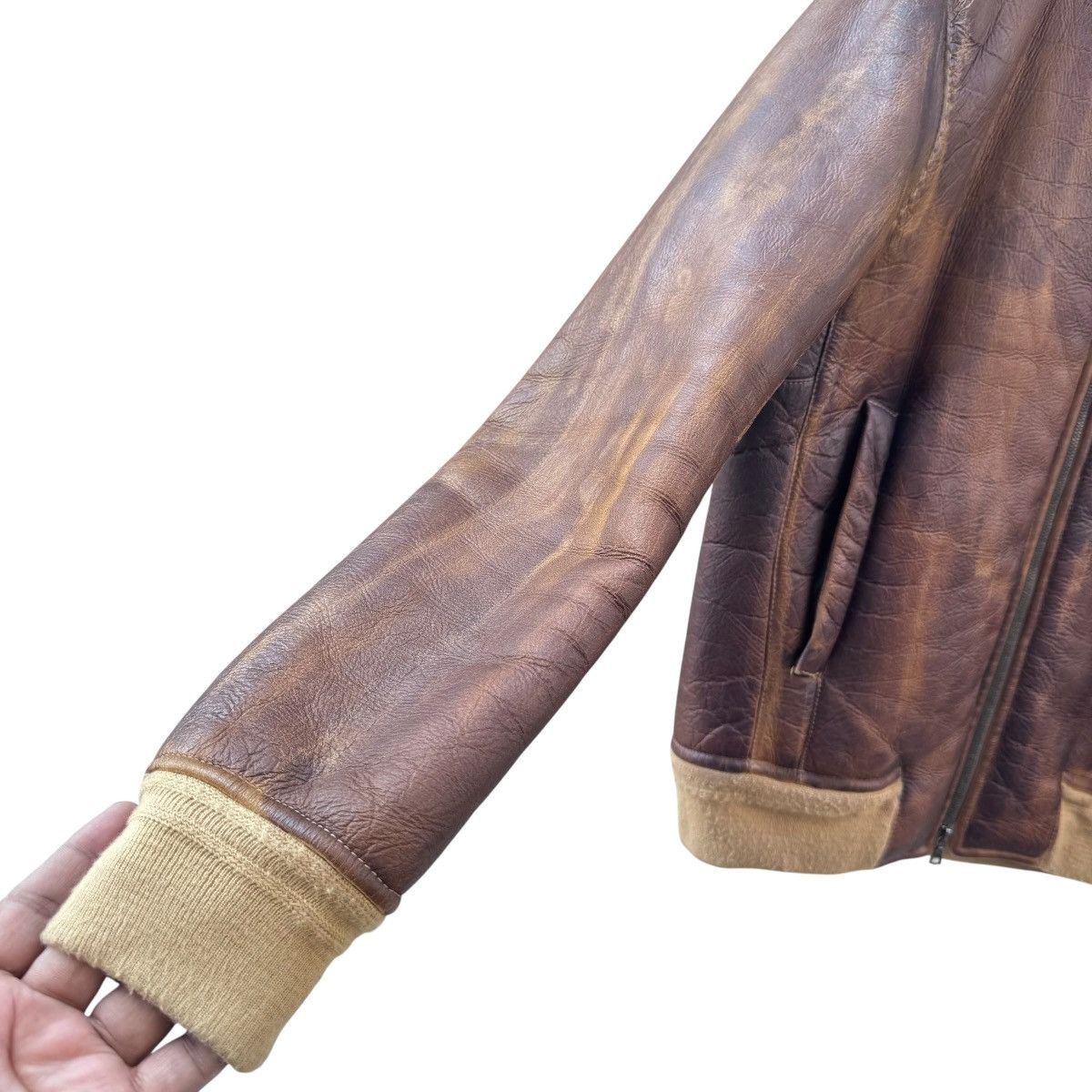 Leather Elia Quaglicia Workshop Shearling Leather Bomber Jacket Size US M / EU 48-50 / 2 - 8 Thumbnail