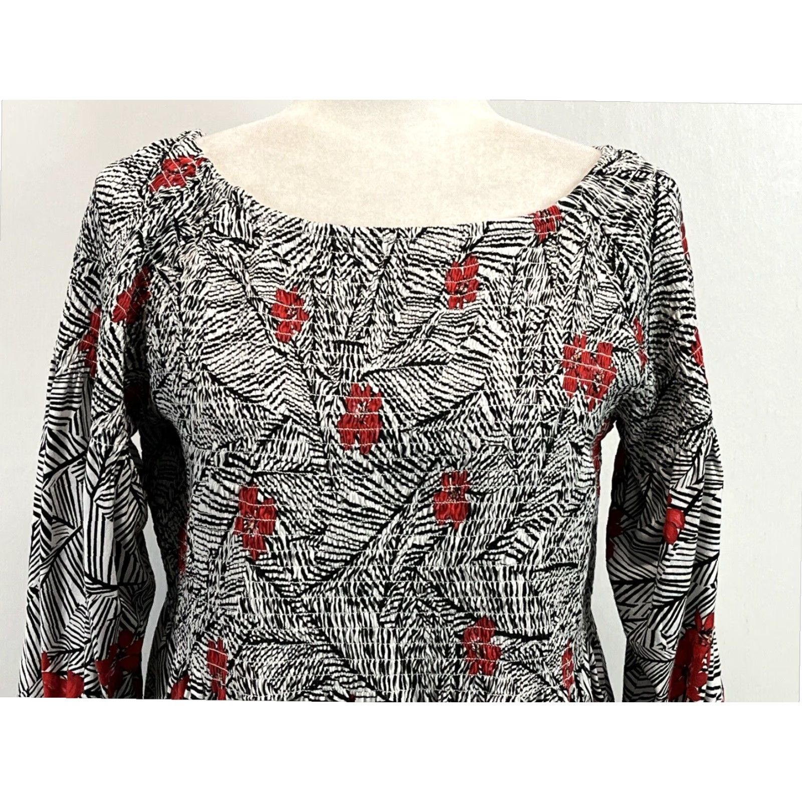 J. Jill J. Jill Floral Peasant Blouse Medium Multicolor 3/4 Sleeve Off Shoulder Tunic Top Women Size L / US 10 / IT 46 - 5 Thumbnail