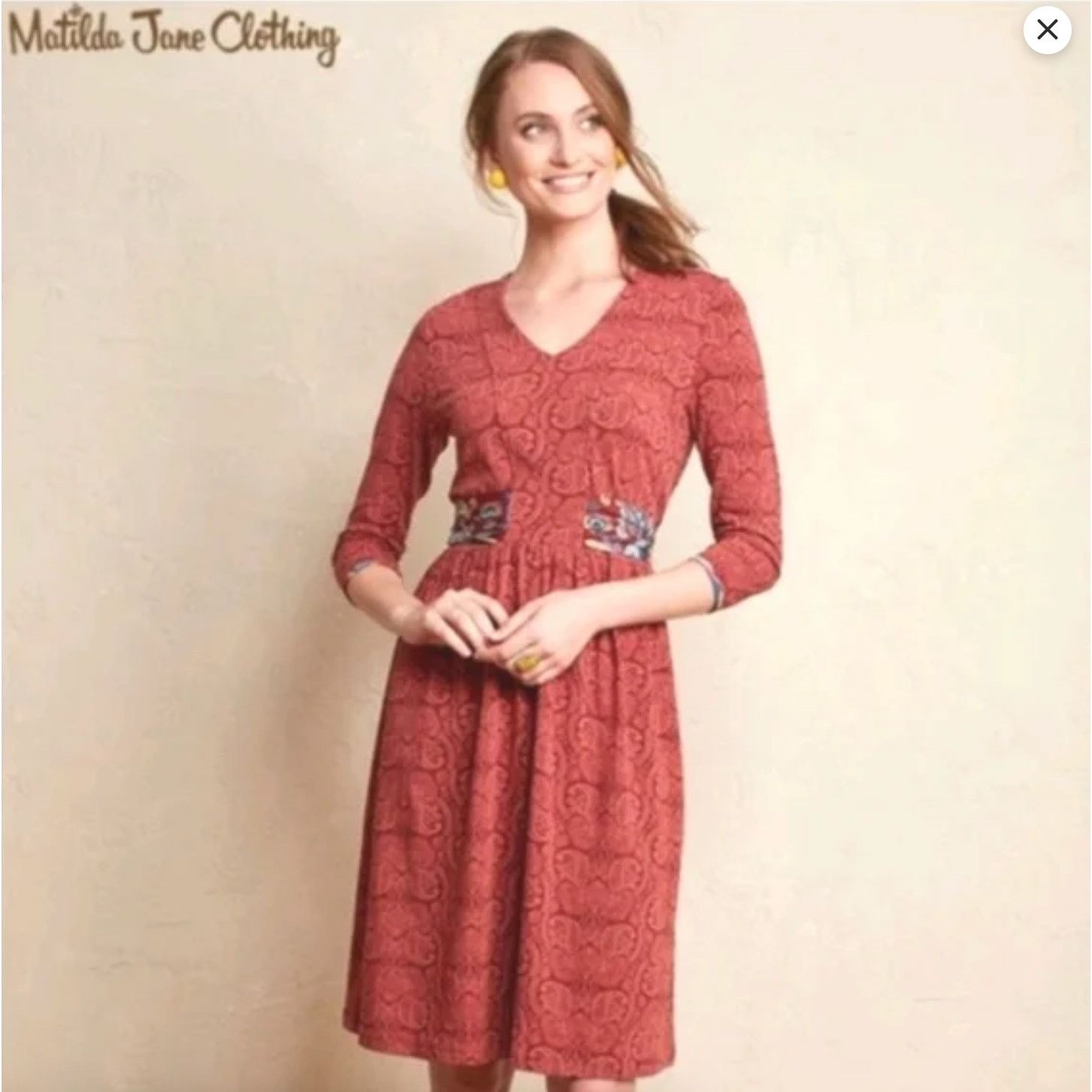Other Matilda Jane Ariana Paisley Tie Waist Dress Red Womens Large Size L / US 10 / IT 46 - 7 Thumbnail