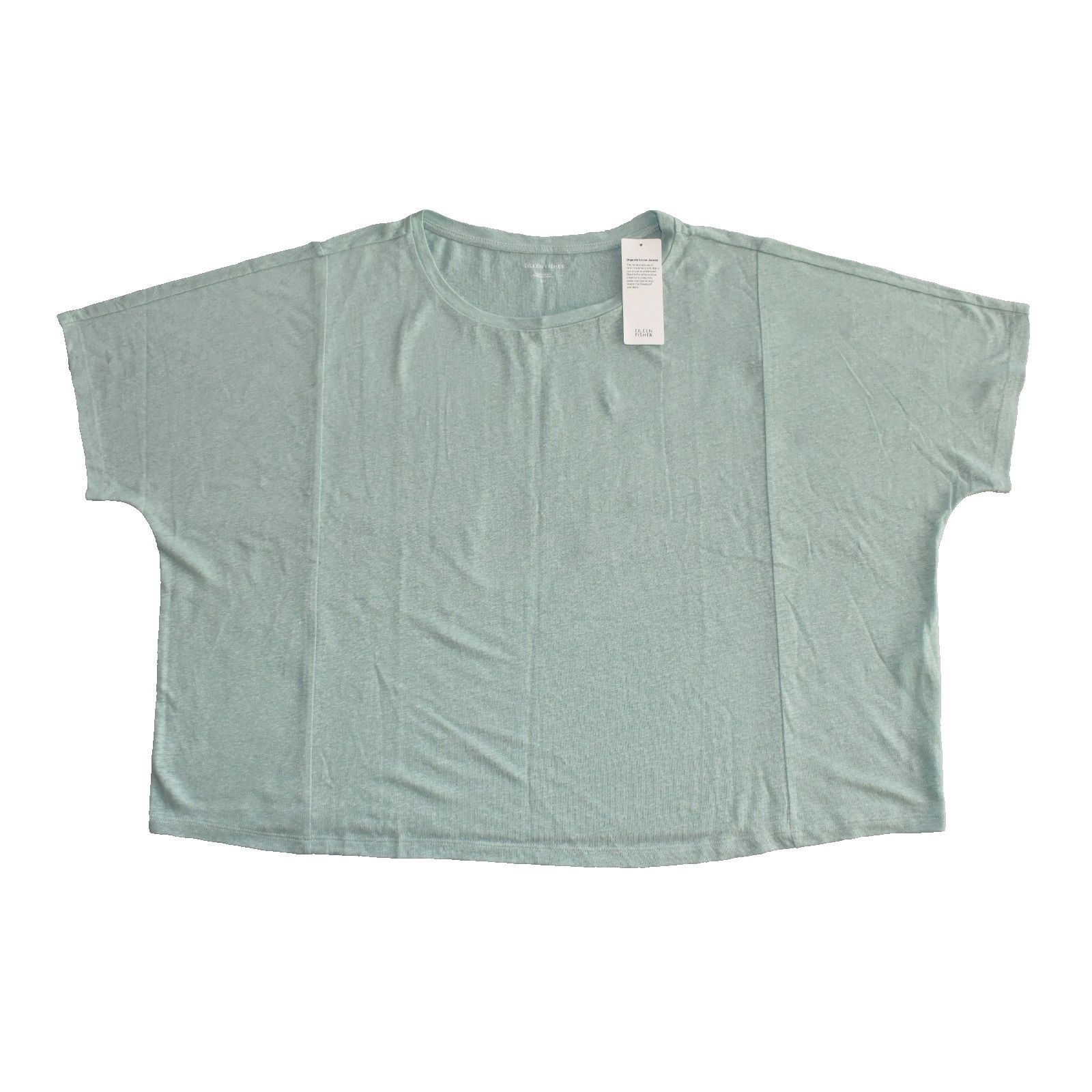 Eileen Fisher EILEEN FISHER Green Org Linen Capri Dolman Tee Top Sz L $128 Size L / US 10 / IT 46 - 4 Thumbnail