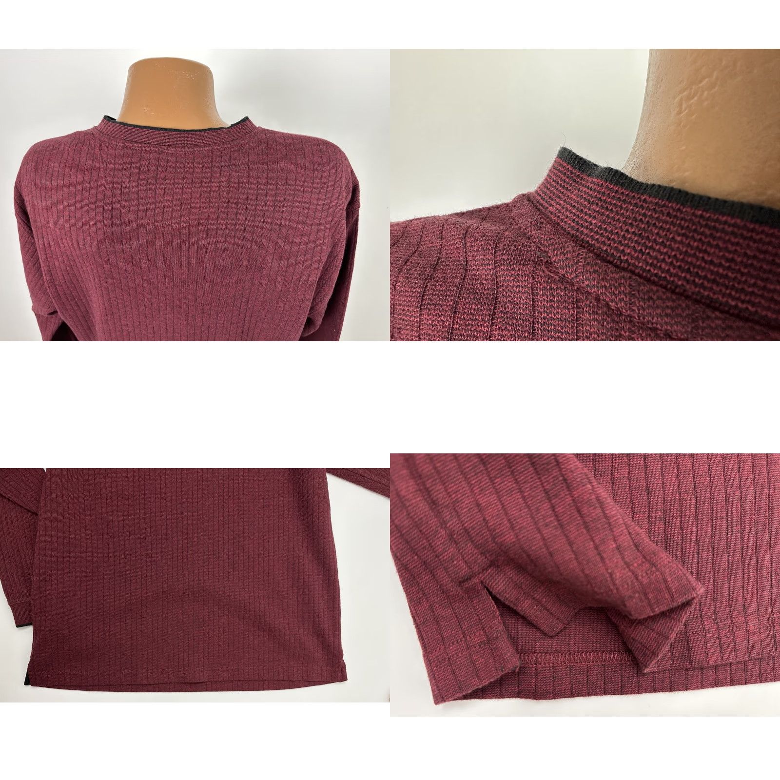 Vintage VINTAGE Consensus Y2K Ribbed V-Neck Shirt Men’s Medium Dark Red Heavyweight Cotton T-Shirt Size US M / EU 48-50 / 2 - 8 Thumbnail