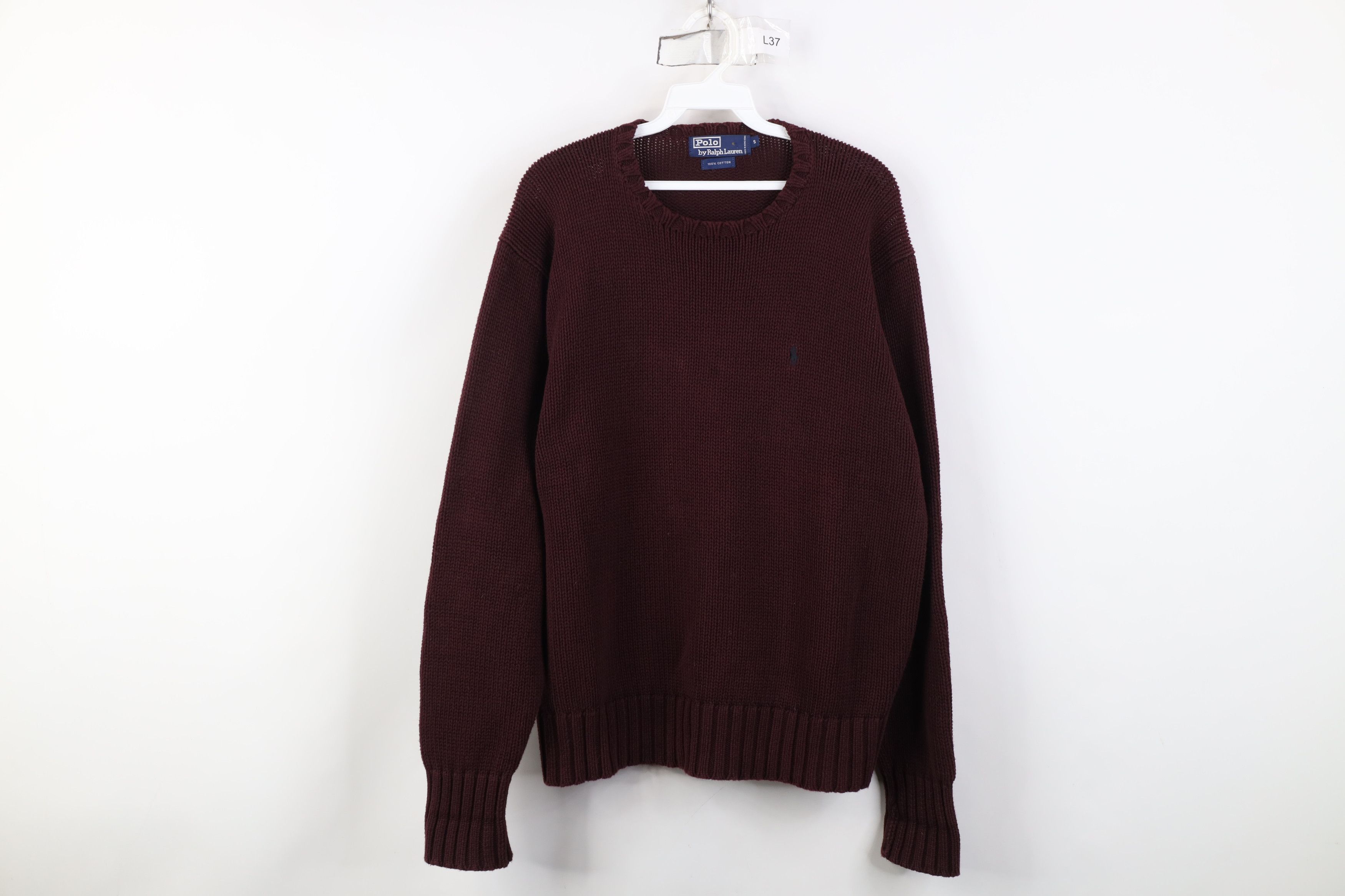 Ralph Lauren Vintage 80s 90s Ralph Lauren Ribbed Knit Sweater Maroon Size US S / EU 44-46 / 1 - 1 Thumbnail