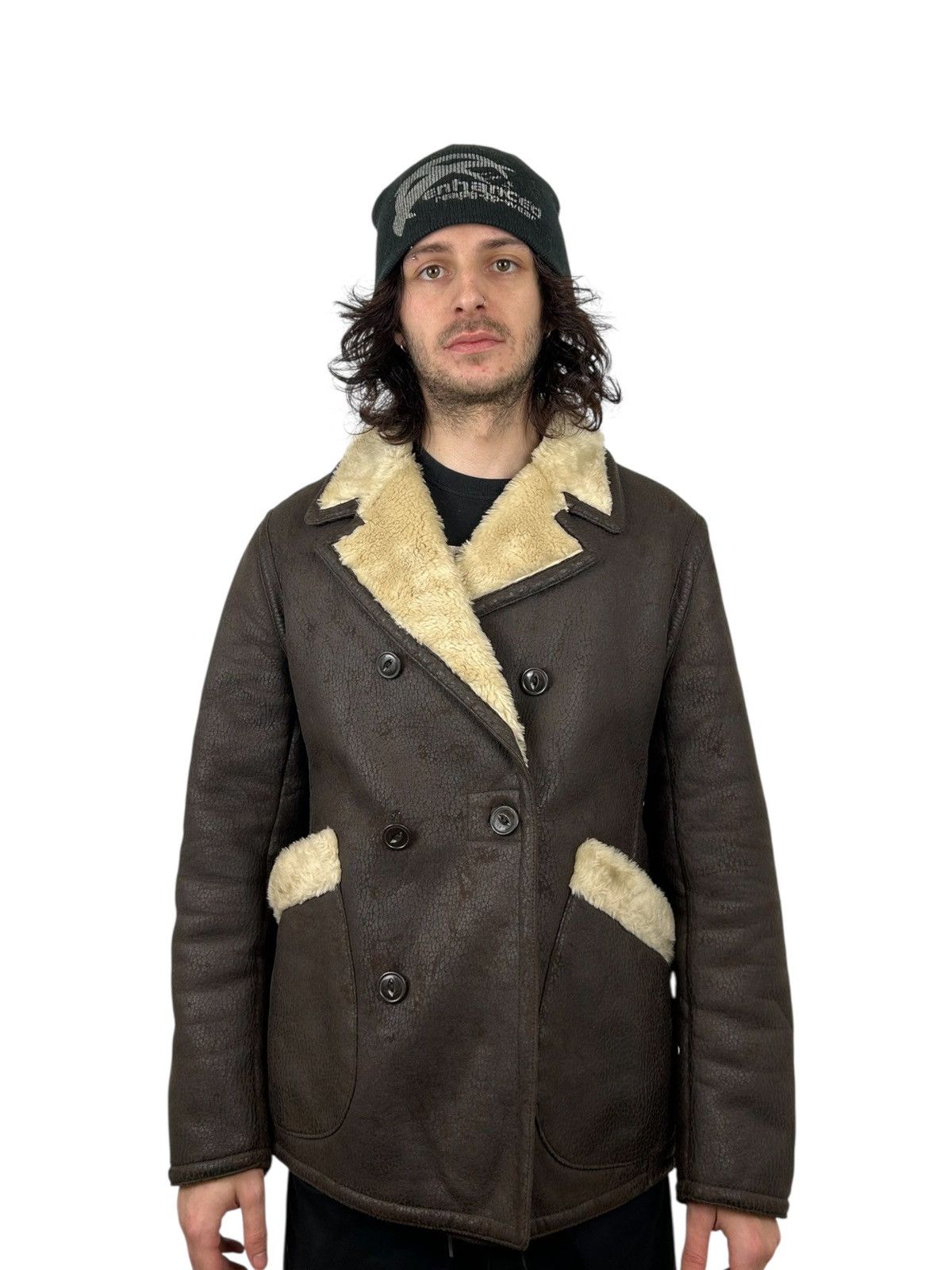 PPFM PPFM Heavy Double Breasted Faux Shearling Naval Jacket (L) Size US L / EU 52-54 / 3 - 1 Thumbnail