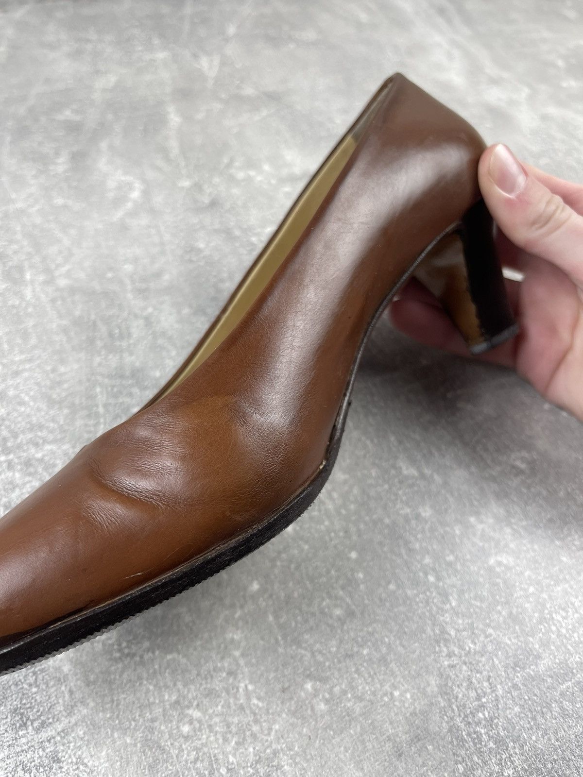Gucci × Vintage Gucci Vintage Archives Leather Luxury Brown Heels Shoes Size US 8 / IT 38 - 11 Thumbnail