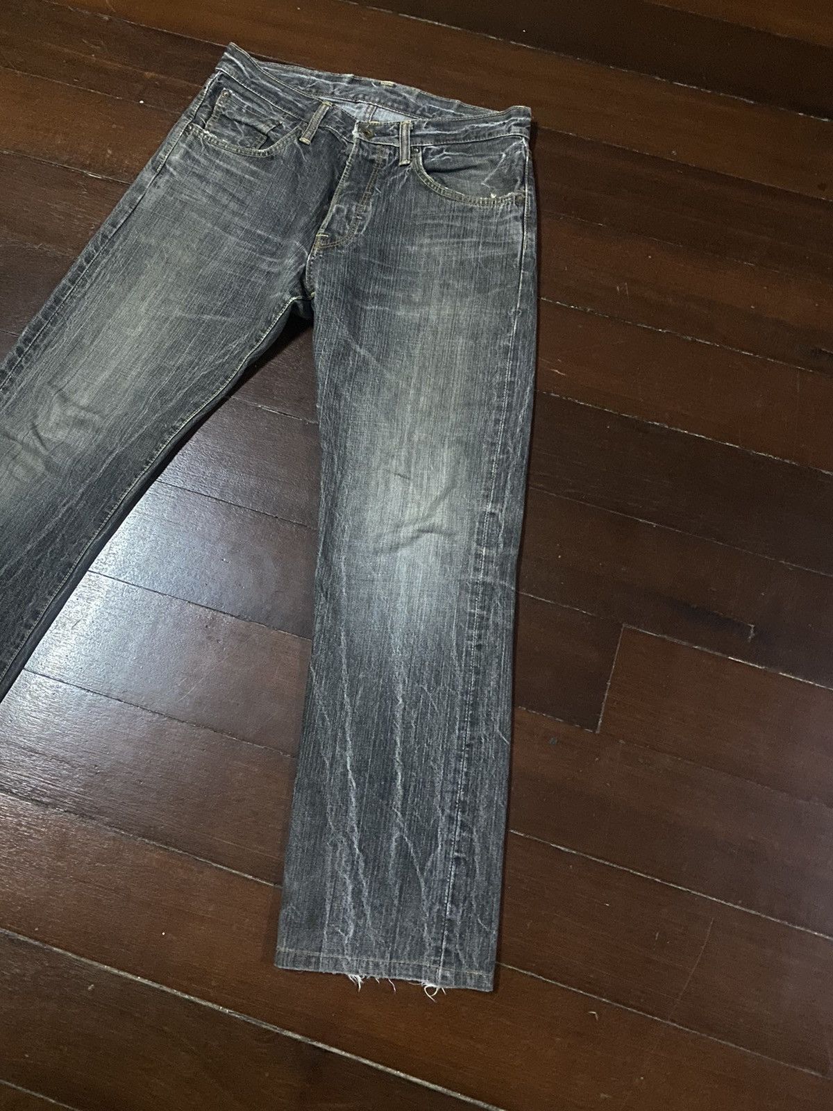 Edwin Vintage Edwin 505 BXX Selvedge FLARE JEANS THUNDER Size US 33 - 5 Thumbnail