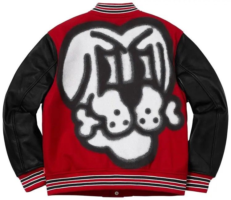Supreme Supreme FW18 Bone Varsity Jacket Size US S / EU 44-46 / 1 - 1 Thumbnail