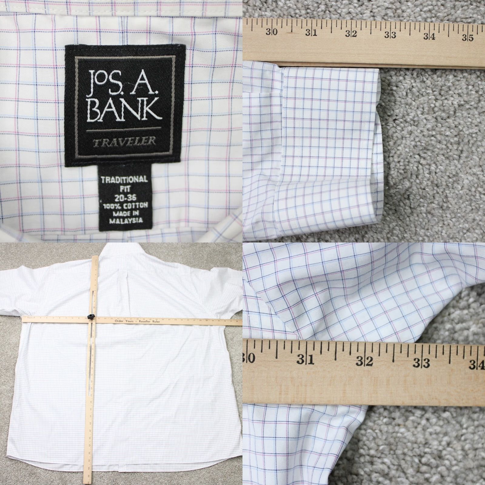 Jos. A. Bank Jos. A. Bank Shirt Mens 20 Blue/White Traveler Traditional Fit Cotton L/S Dress Shirt Size US XXL / EU 58 / 5 - 8 Thumbnail