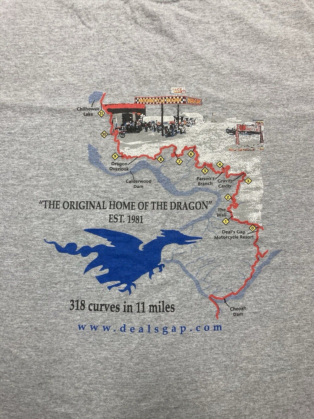 Gildan × Vintage VTG t shirt Deal’s gap motorcycle Harley North Carolina XL Size US XL / EU 56 / 4 - 2 Thumbnail