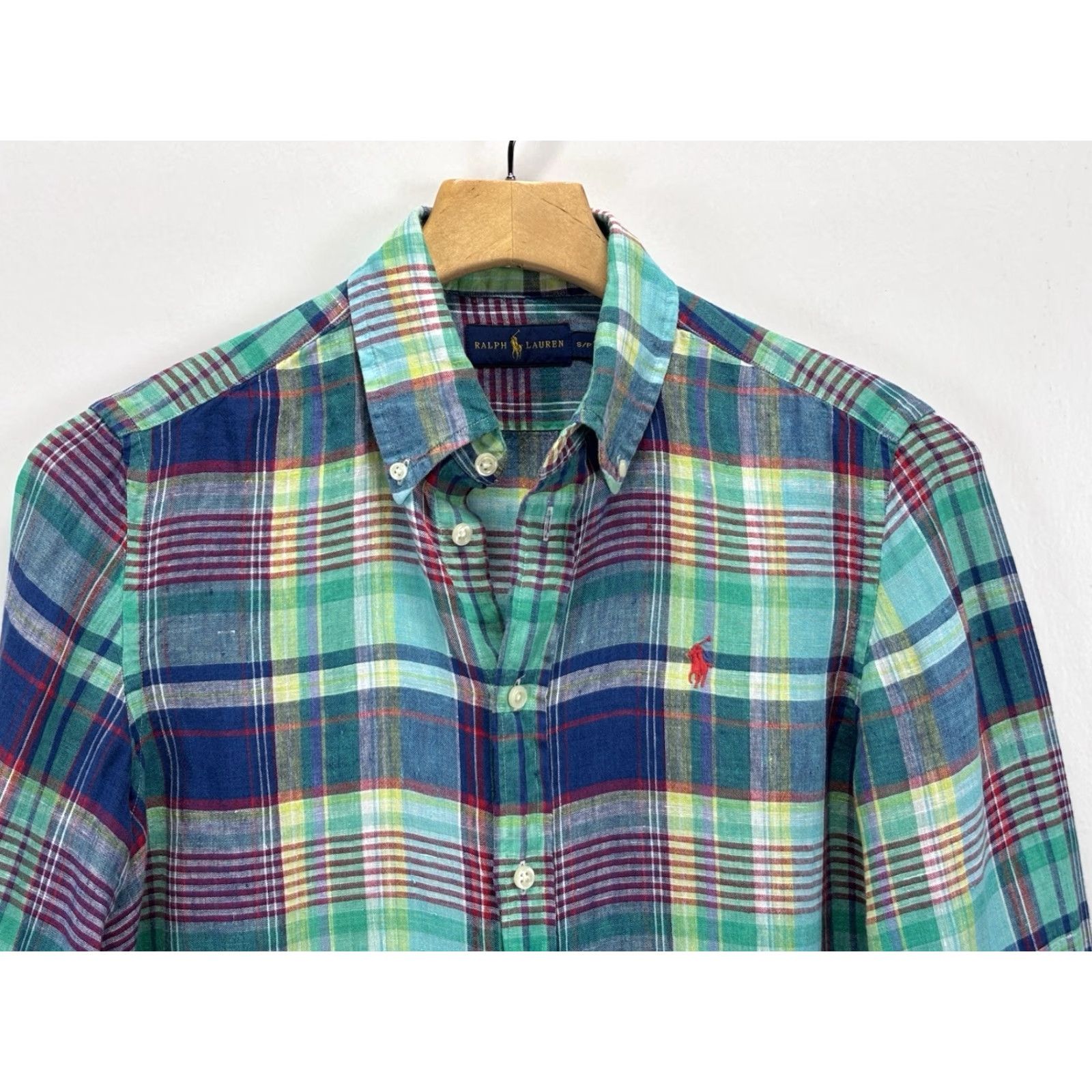 Ralph Lauren Ralph Lauren Linen Button-Up Shirt Mens Small Plaid Beach Vacation Casual Woven Collared Size US S / EU 44-46 / 1 - 2 Thumbnail