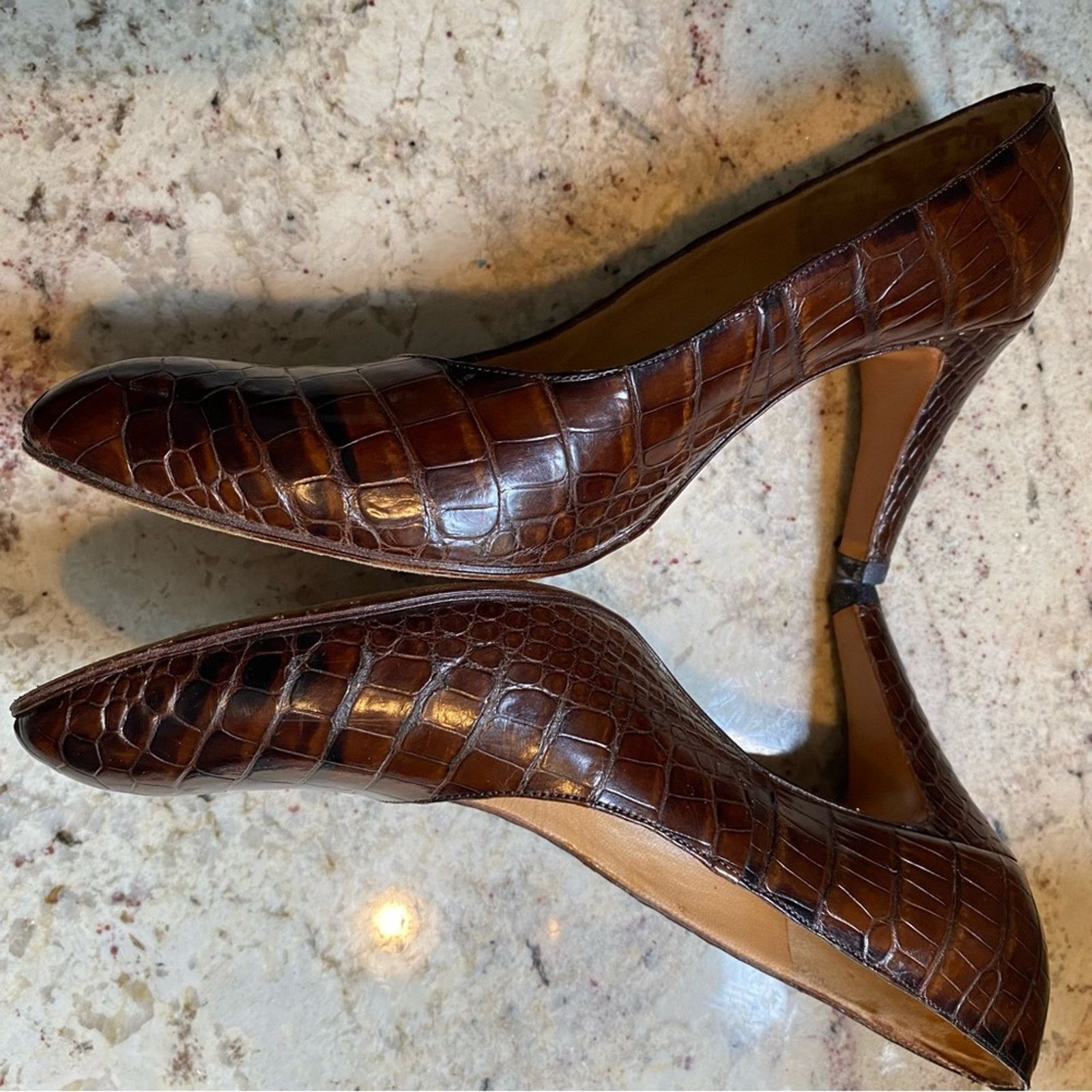Other Rayne London $540 EVITA Croc Heels sz 9.5 AA EUC Size US 9.5 / IT 39.5 - 4 Thumbnail