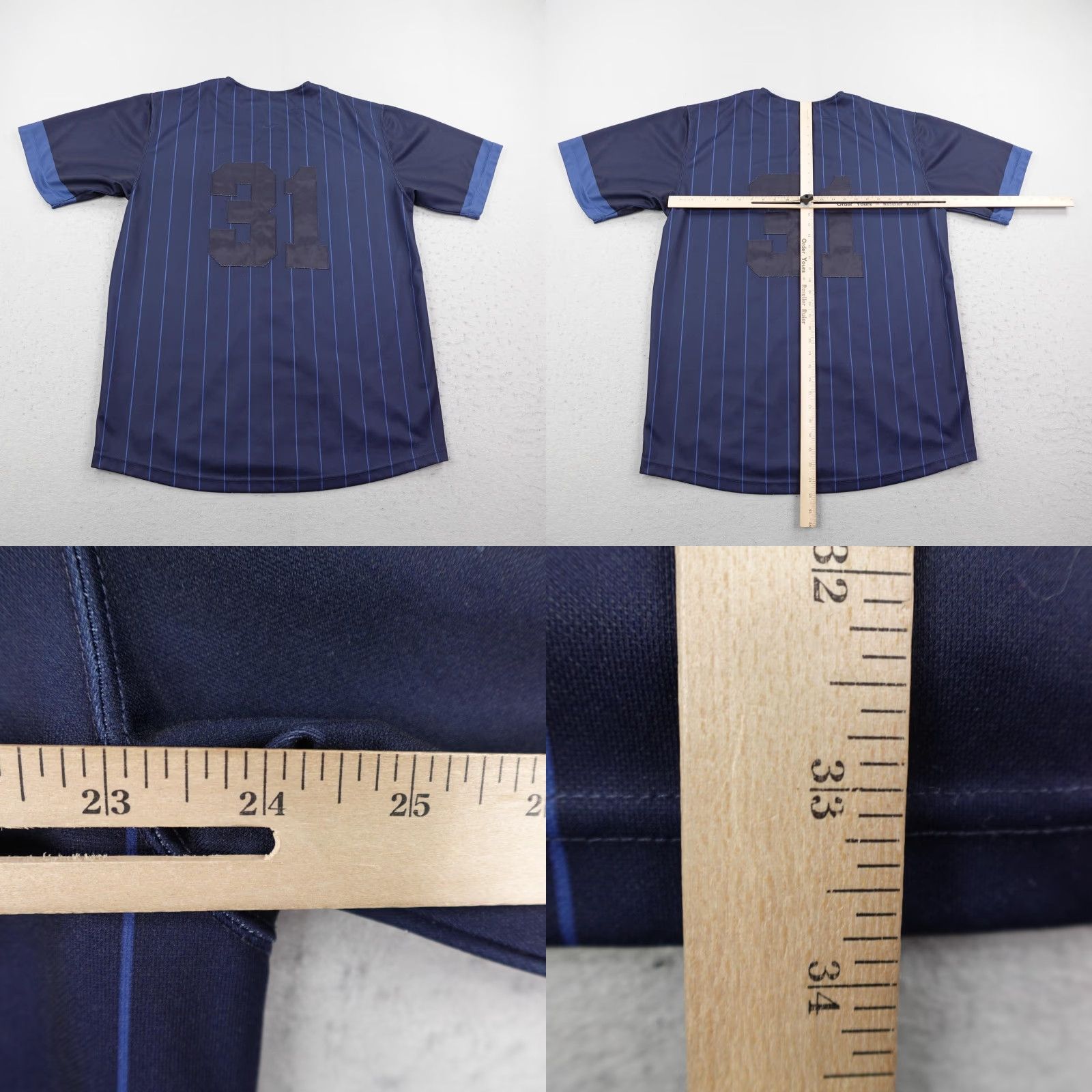 Nike VINTAGE Nike Shirt Mens XL Navy Blue Pinstripe Baseball Jersey Button Up 31 Y2K Size US XL / EU 56 / 4 - 8 Thumbnail