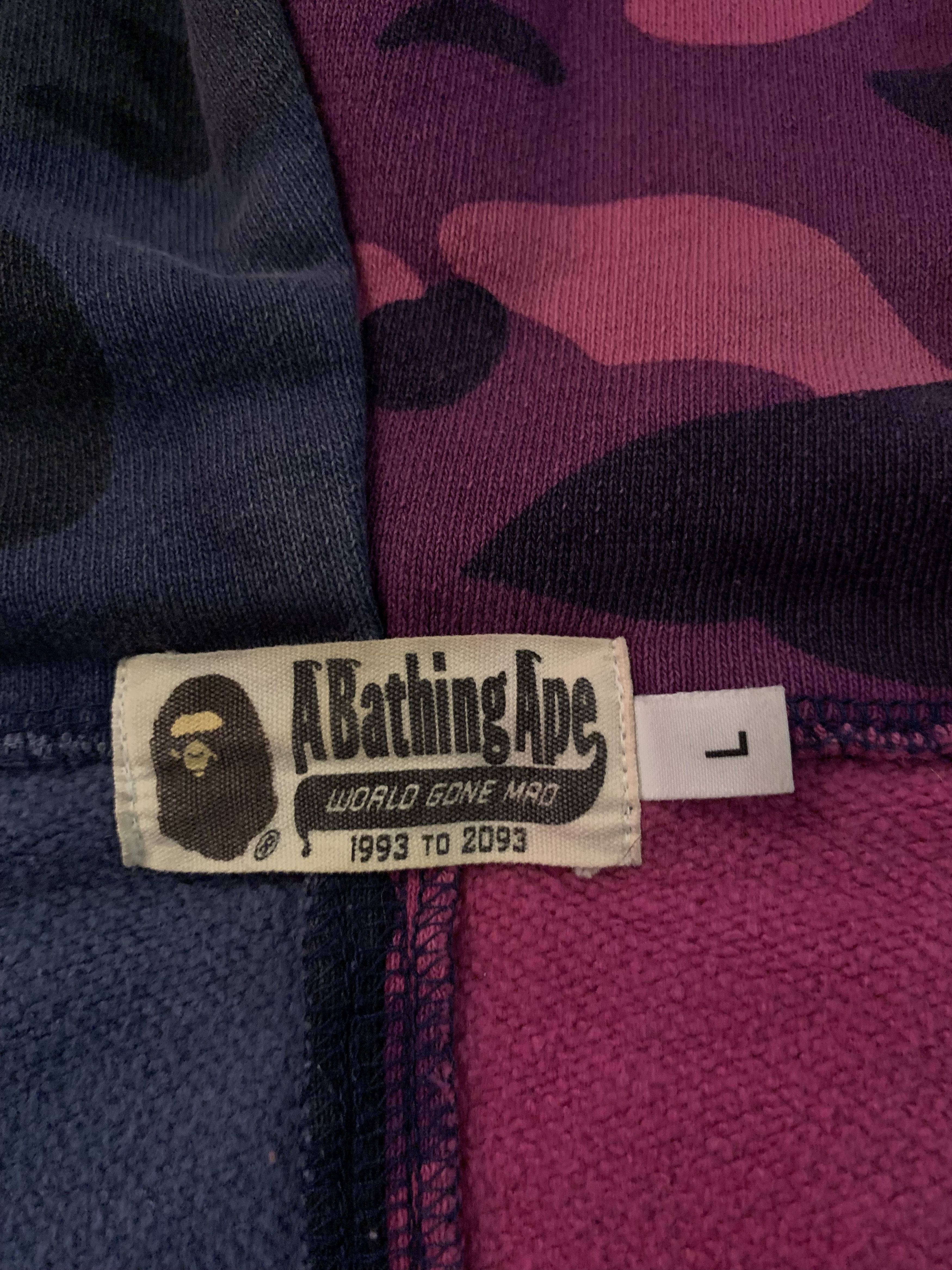 Bape Bape Split Shark Hoodie Blue/Purple Camo Size US L / EU 52-54 / 3 - 4 Thumbnail