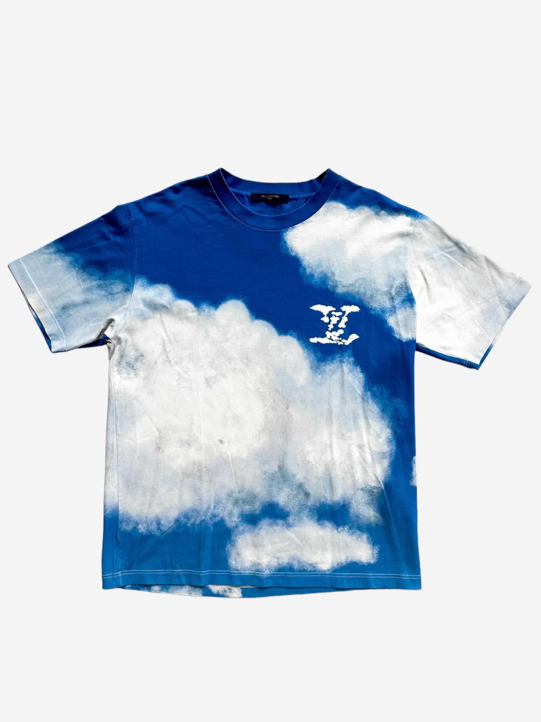 image of Louis Vuitton Blue & White Cloud Logo T-Shirt, Men's (Size XL)