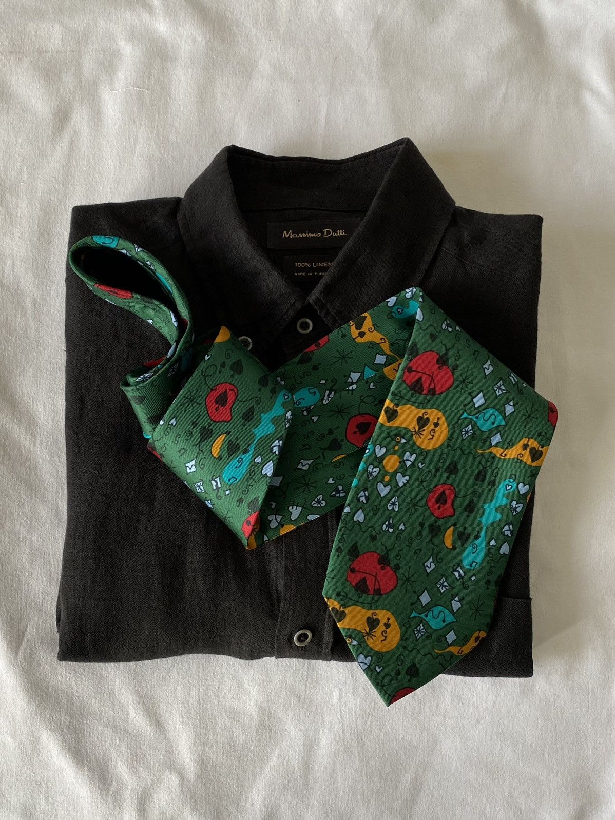 Moschino × Vintage MOSCHINO 90s RARE SILK NECK TIE CASINO DIAMONTS HEARTS CLUBS Size ONE SIZE - 1 Thumbnail